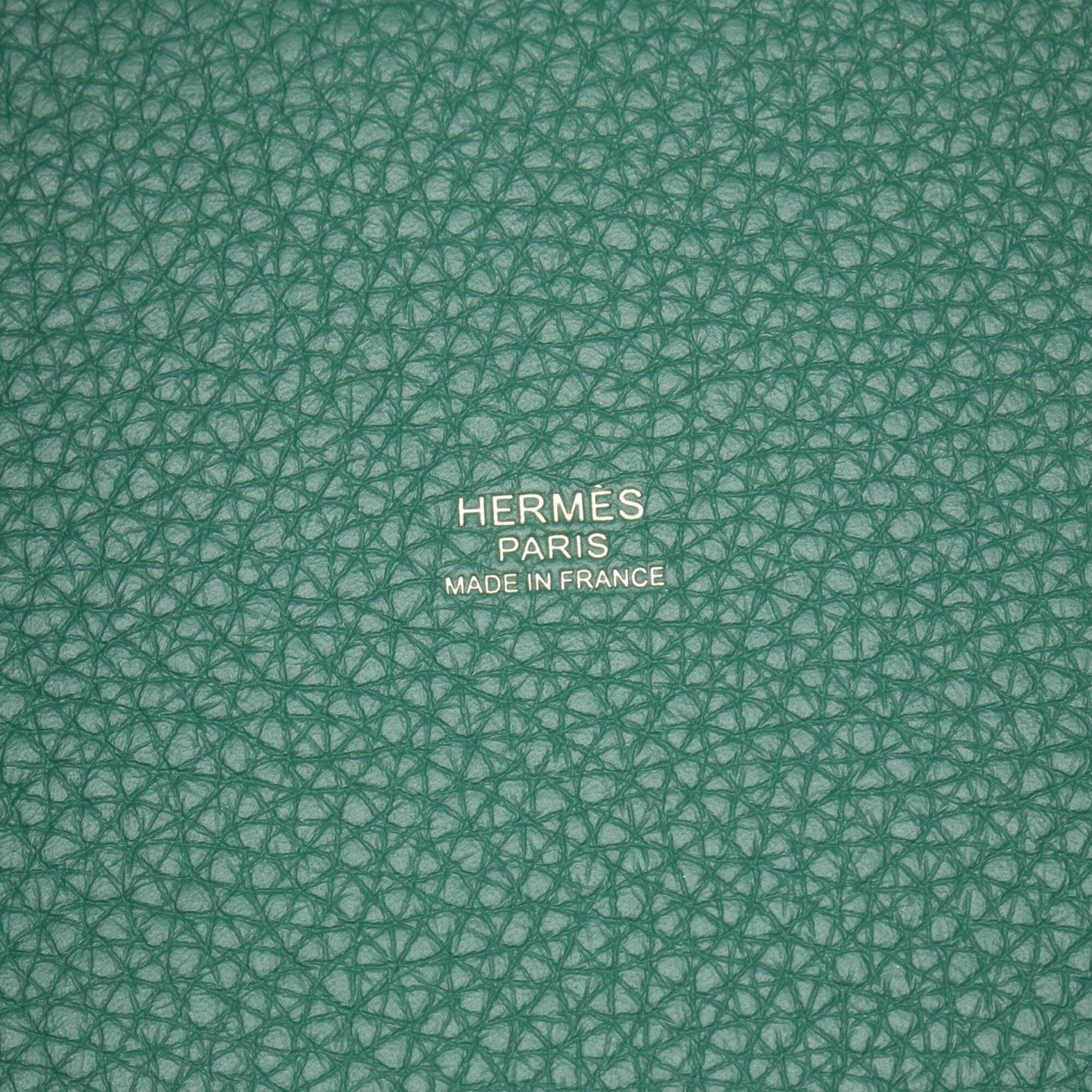 Hermes Picotin Lock Eclat PM Handbag, Leather, Taurillon Clemence, Veau Swift, Women's, Green, Vert Moyen, Peppermint — New - Store Return