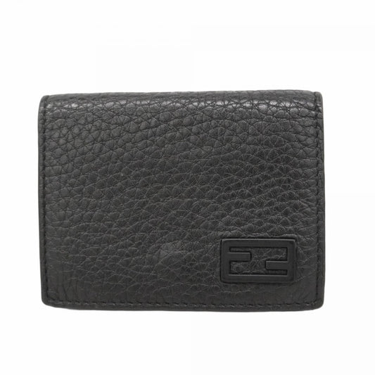 Fendi tri-fold wallet in black leather for men