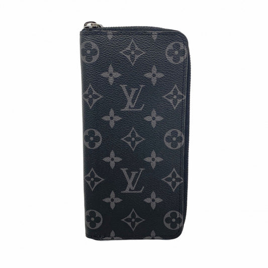 Louis Vuitton Monogram Eclipse Zippy Wallet Vertical M62295 Black Men's Long