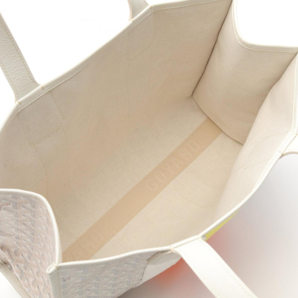 Goyard Villette PM Hulo Indian Motif Tote Bag in Coated Canvas and Leather, Women's, White, Multicolor