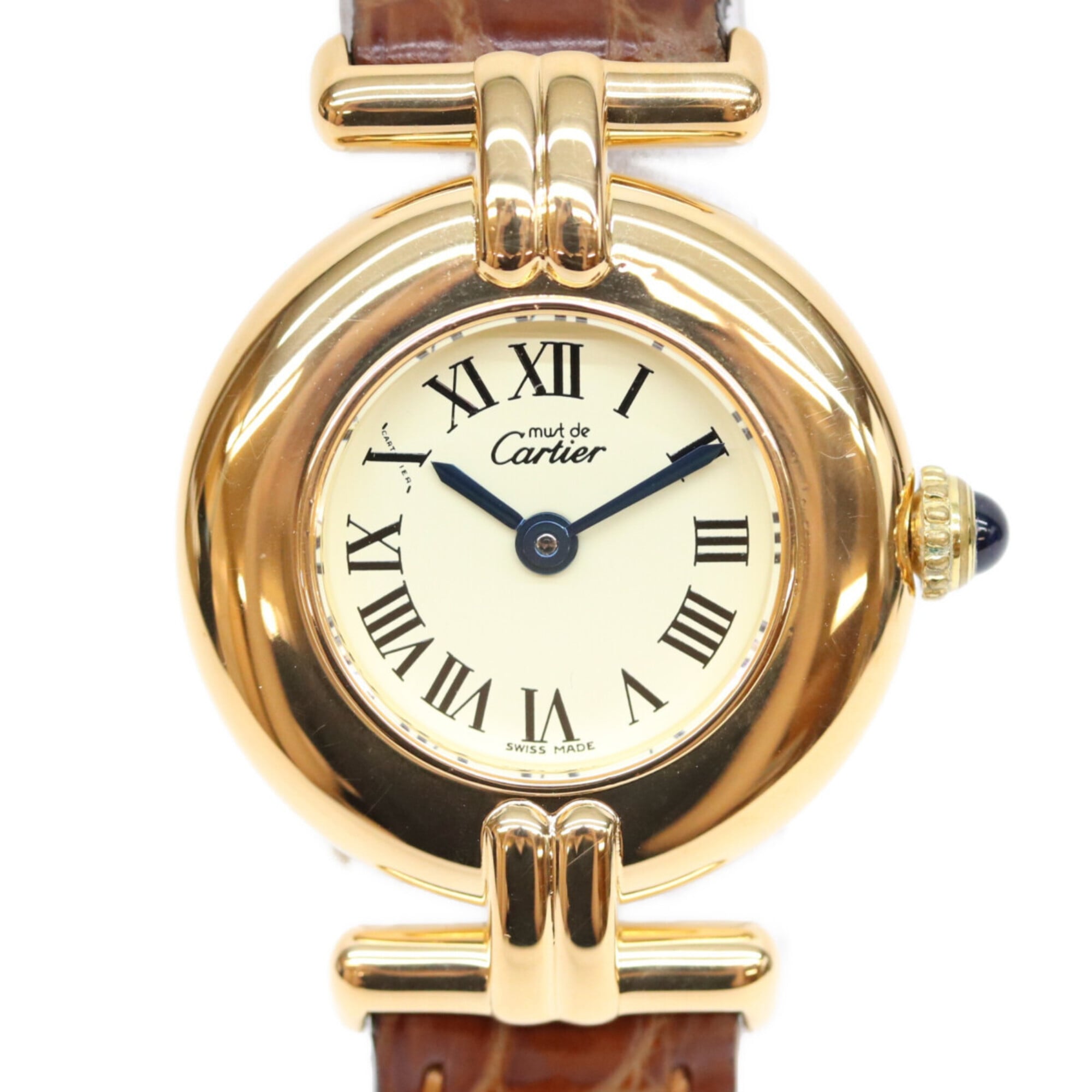 Cartier W1000653 925 Must Colisée SM Ivory Roman Dial Vermeil Quartz Watch Gold Ladies — Very Good