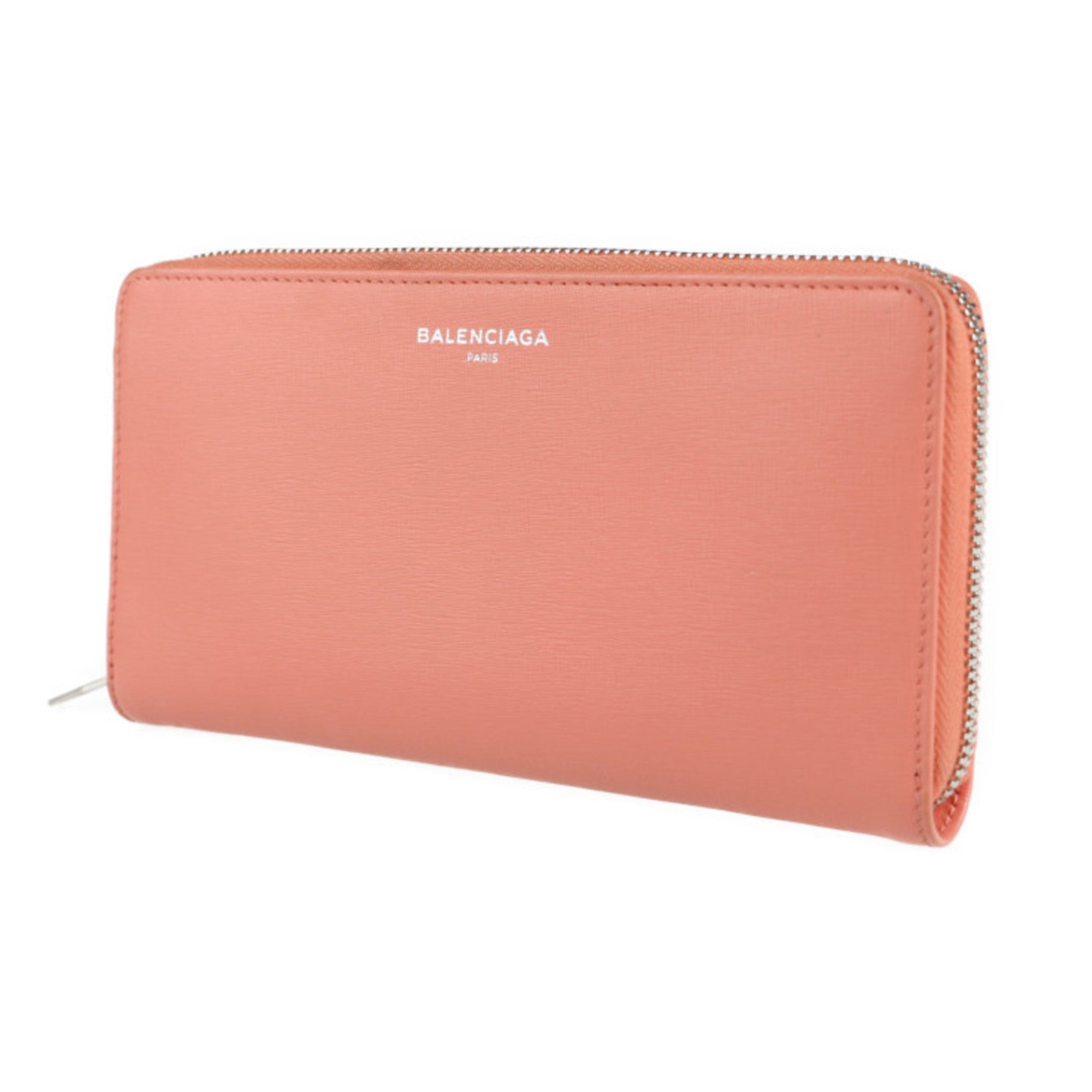 BALENCIAGA Essential Long Wallet 519641 Leather Salmon Pink Round 2107043007233R1