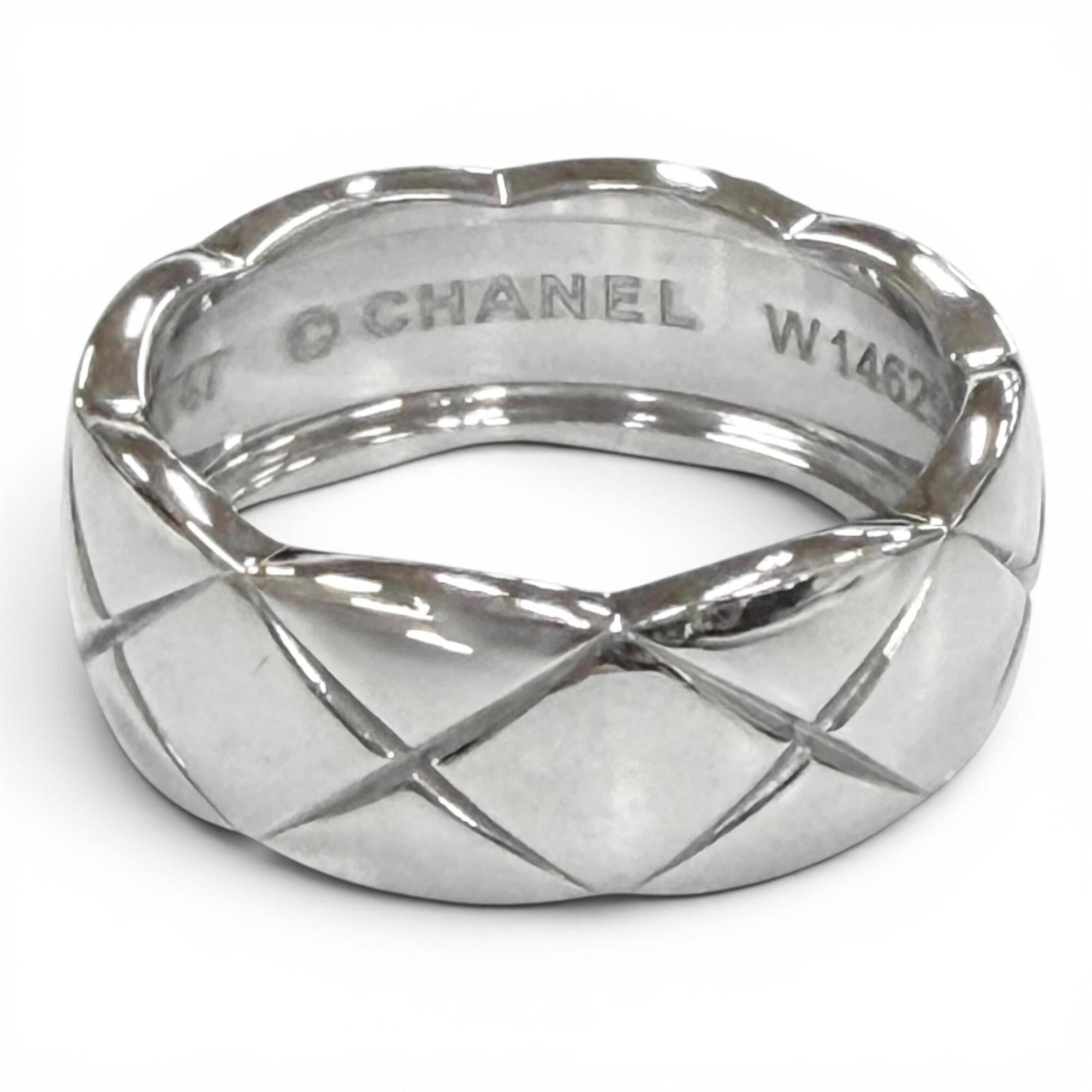 CHANEL W14629 750 (WG) Coco Crush Ring, Silver, Size 47, Weight 5.43g, Women's Accessory — Like New