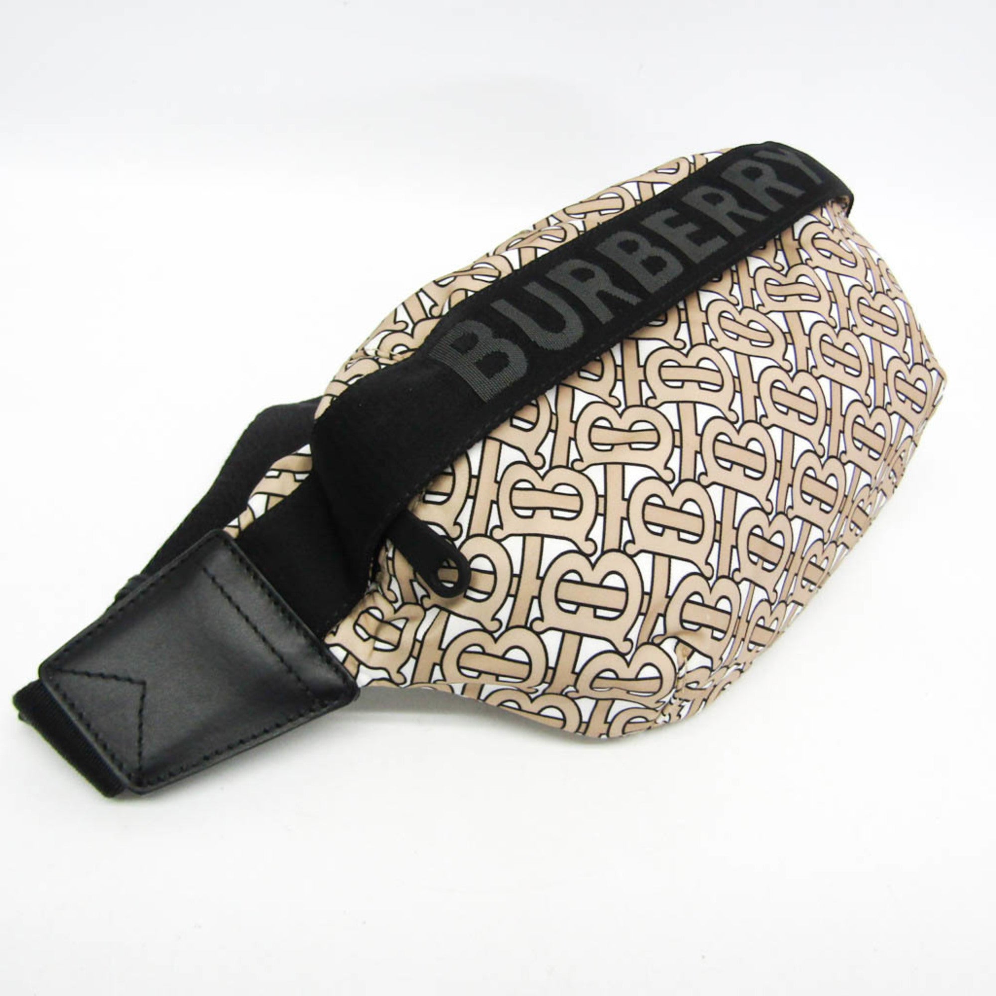 Burberry TB Monogram 8011616 Men,Women Nylon,Leather Fanny Pack,Sling Bag Beige,Black — Like New