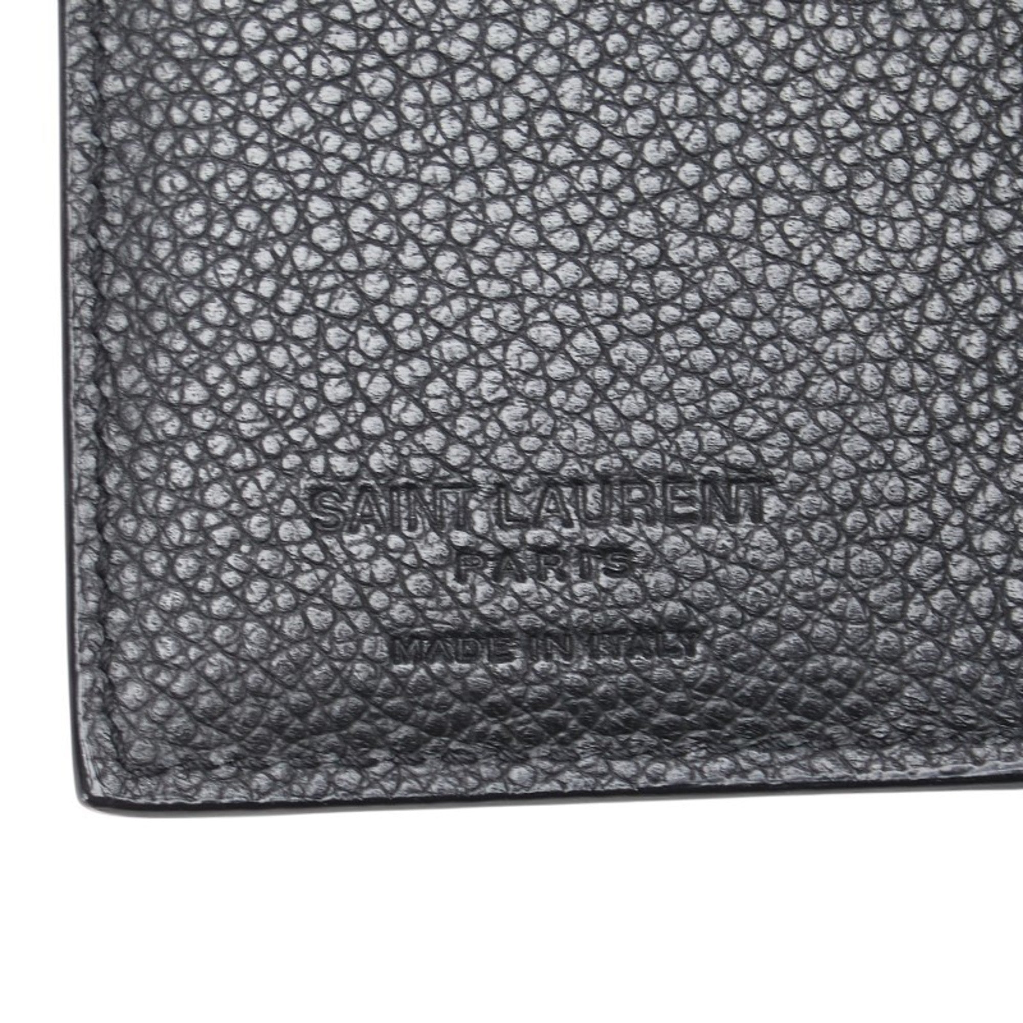 Saint Laurent Tri-fold Compact Wallet Black Leather Women's SAINT LAURENT