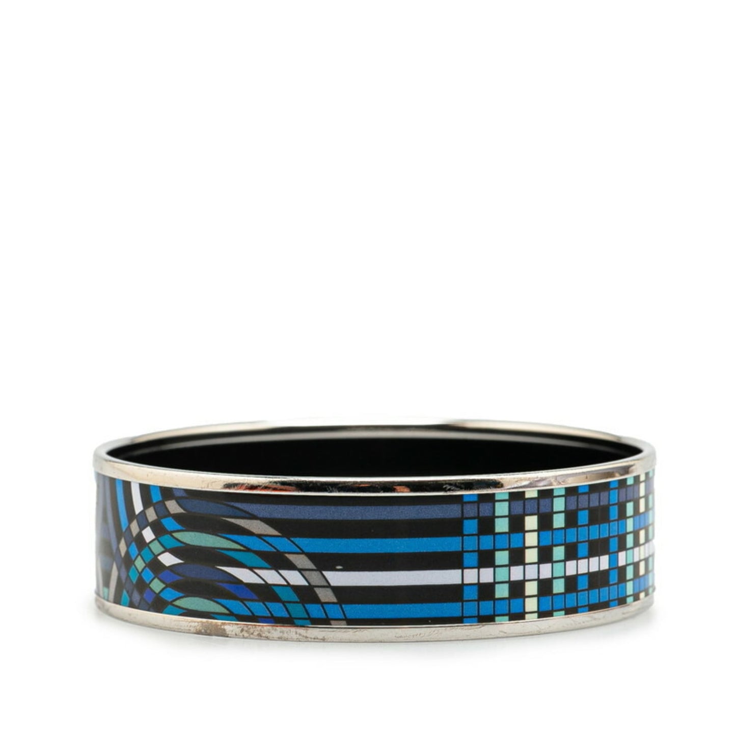 Hermes enamel GM cloisonné bracelet silver blue metal women's HERMES
