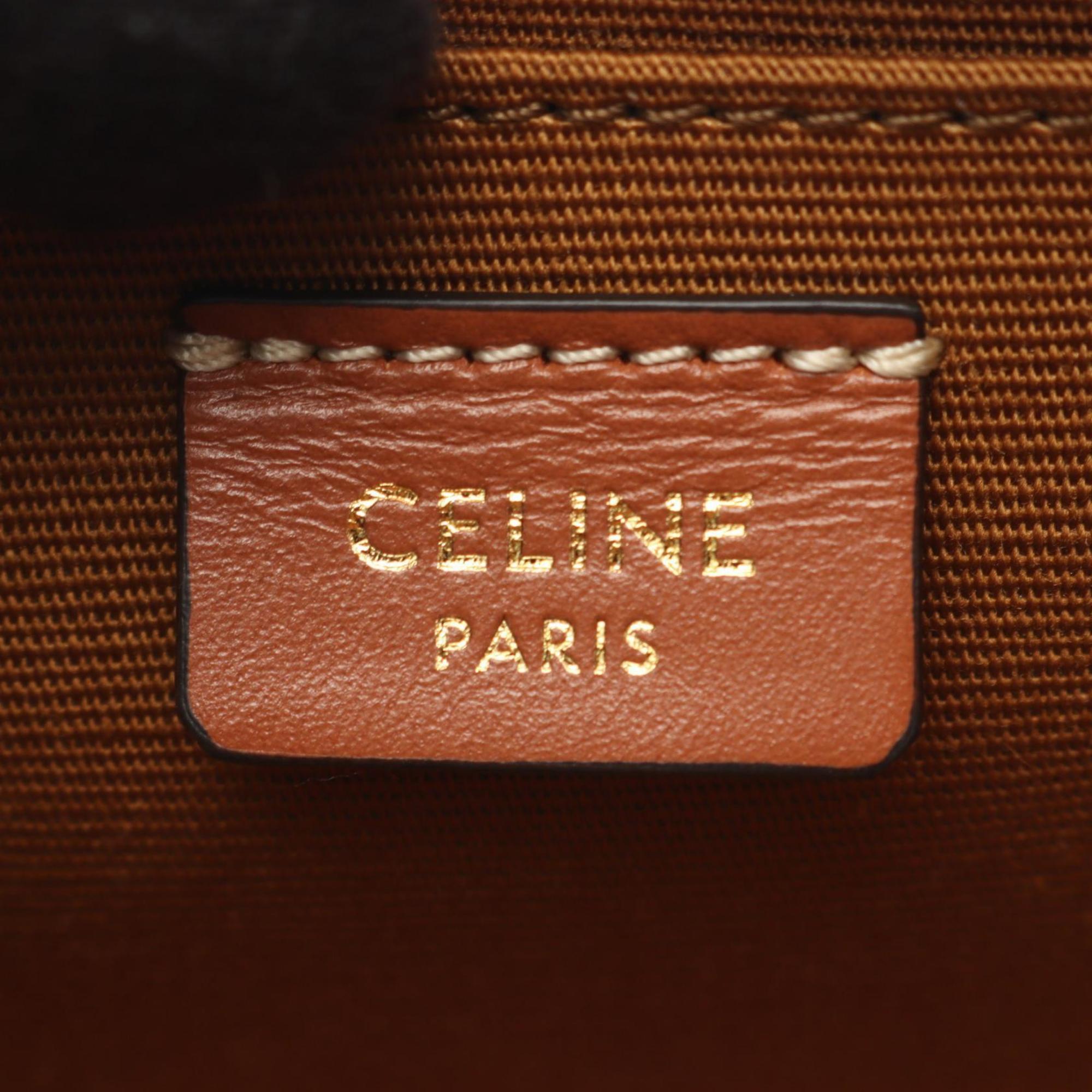 Celine Cuir Triomphe Mini Camera Bag, Shoulder Coated Canvas and Leather, Women's, Black, Brown, Multicolor