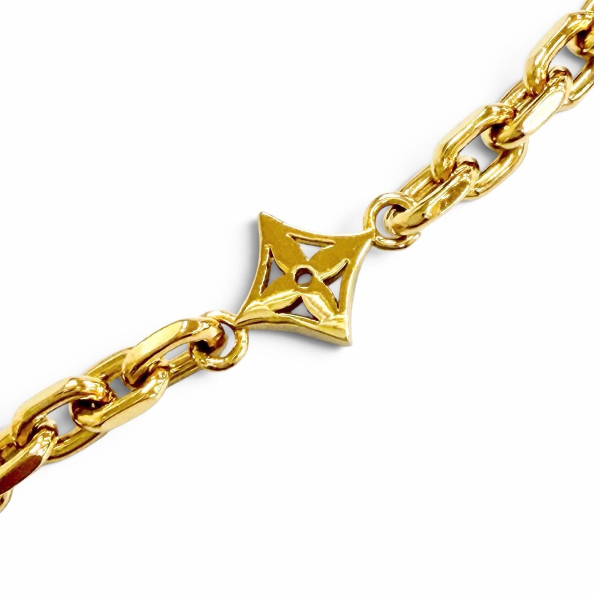 LOUIS VUITTON M02740 Chain LV Yours Monogram Flower Necklace Gold Made in Italy Men's Comes with Box and Dust Bag Highly Recommended ◎ — Like New