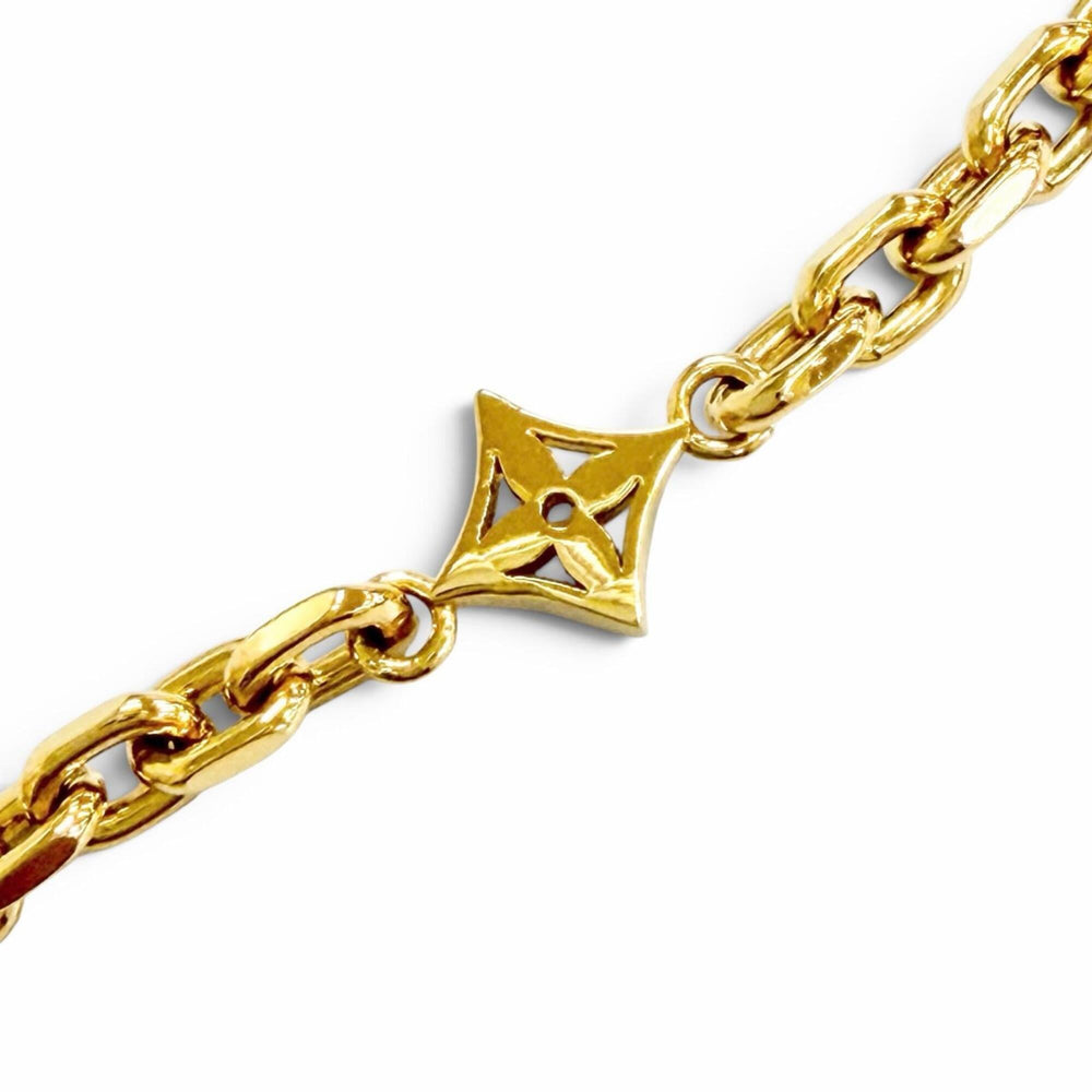LOUIS VUITTON M02740 Chain LV Yours Monogram Flower Necklace Gold Made in Italy Men's Comes with Box and Dust Bag Highly Recommended ◎ — Like New