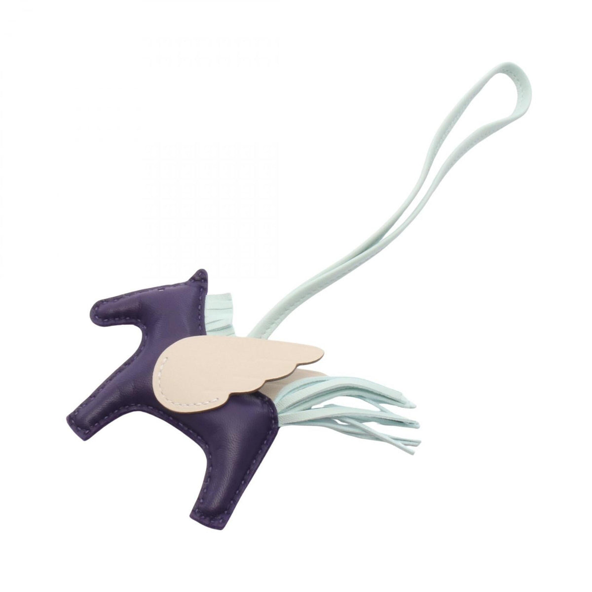 Hermes Rodeo Pegasus PM Purple Craie Vert Peppermint Charm Accessory Agneau Milo Veau Swift Leather Women's Blue Ivory — New - Store Return