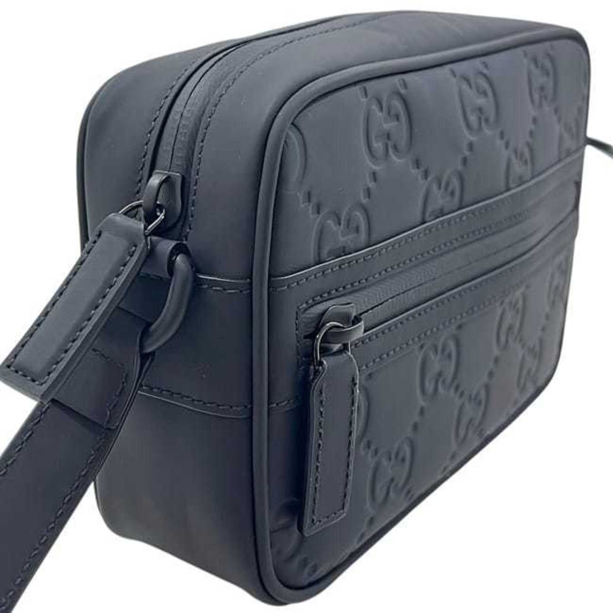 Gucci Shoulder Bag, Black GG 771321, Unused, Crossbody, Rubber Effect, 0416 GUCCI — Like New