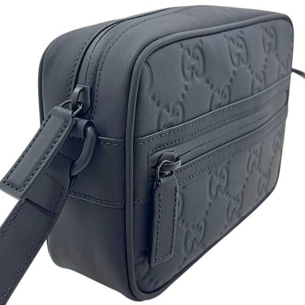 Gucci Shoulder Bag, Black GG 771321, Unused, Crossbody, Rubber Effect, 0416 GUCCI — Like New