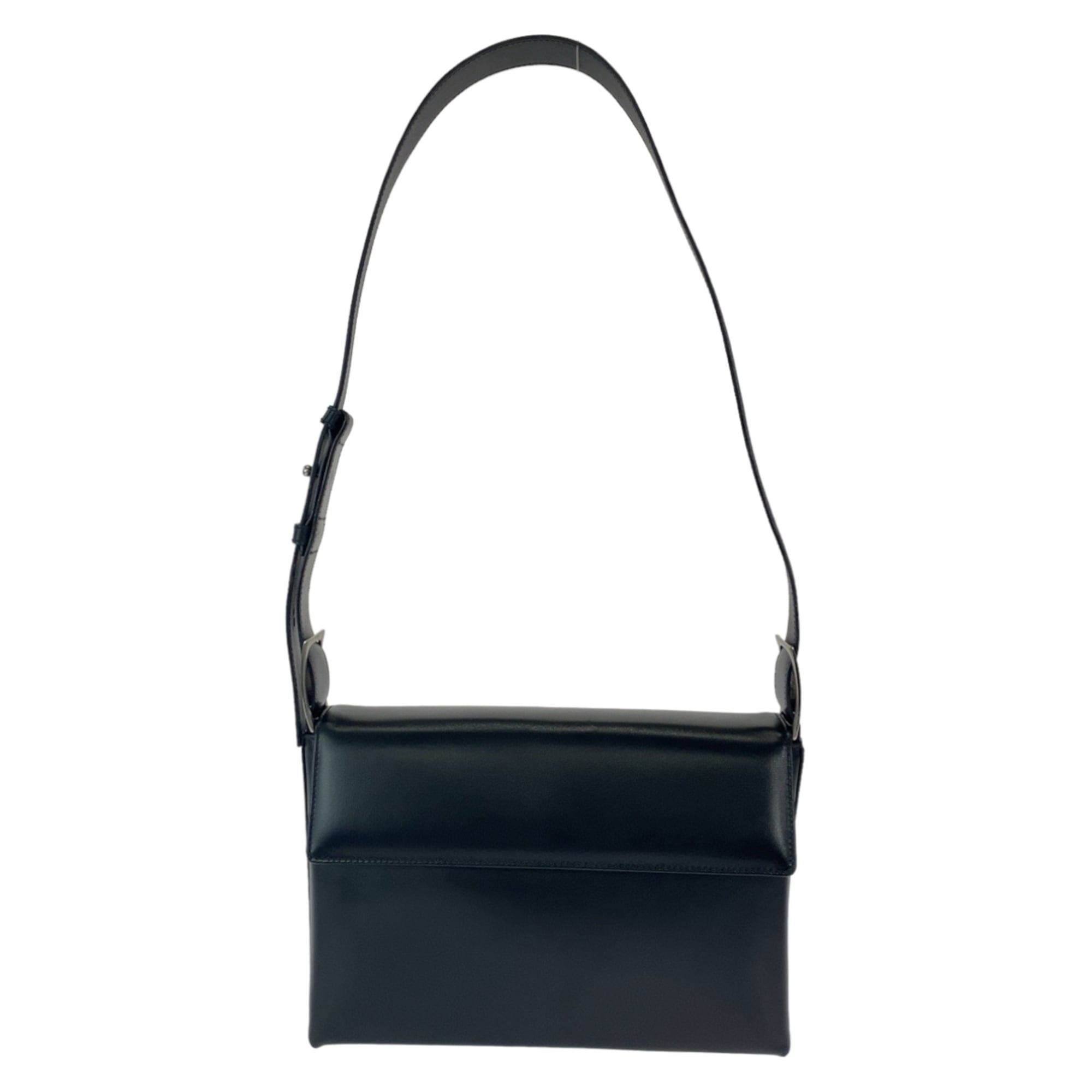 Salvatore Ferragamo Vara black leather shoulder bag with silver hardware, AF-21 9226, for women