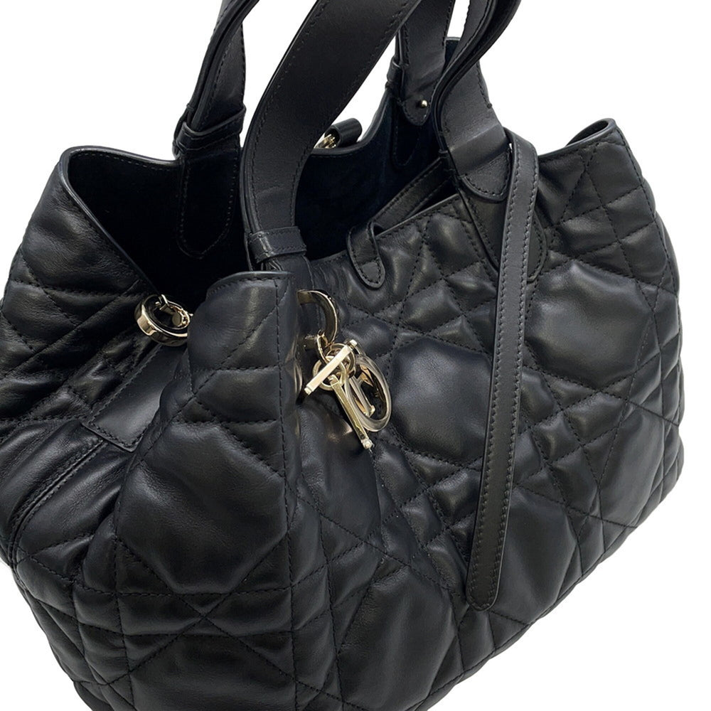 Christian Dior Macro Cannage Toujours Medium Leather Handbag M2821OSNW_M900 Black Women's — Like New