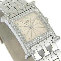 Hermes HERMES H Watch Diamond Bezel HH1.230 Stainless Steel x Quartz Analog Display Ivory Dial Heure for Women — Very Good