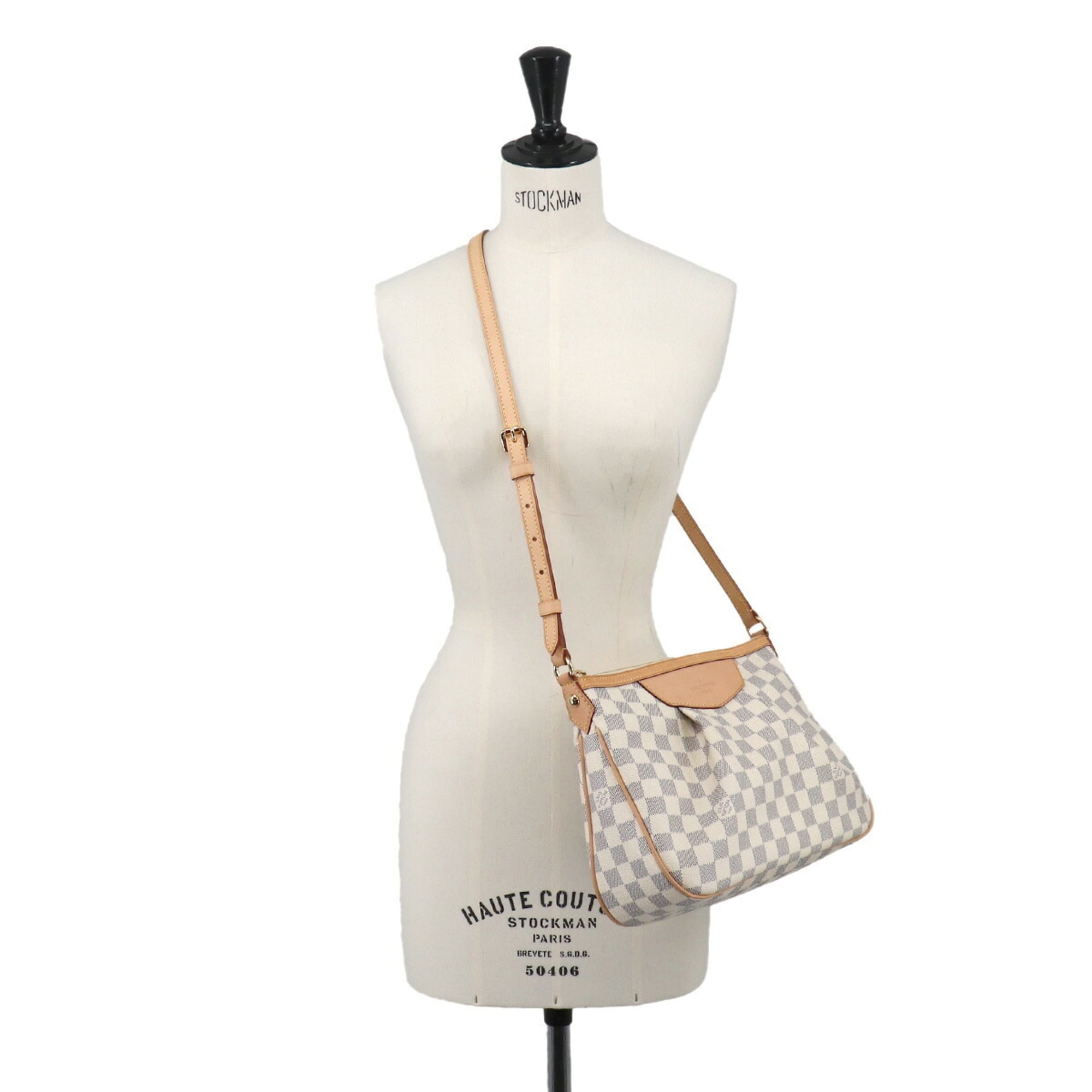 Louis Vuitton Siracusa PM Damier Azur Shoulder Handbag N41113 Gold Hardware — Like New