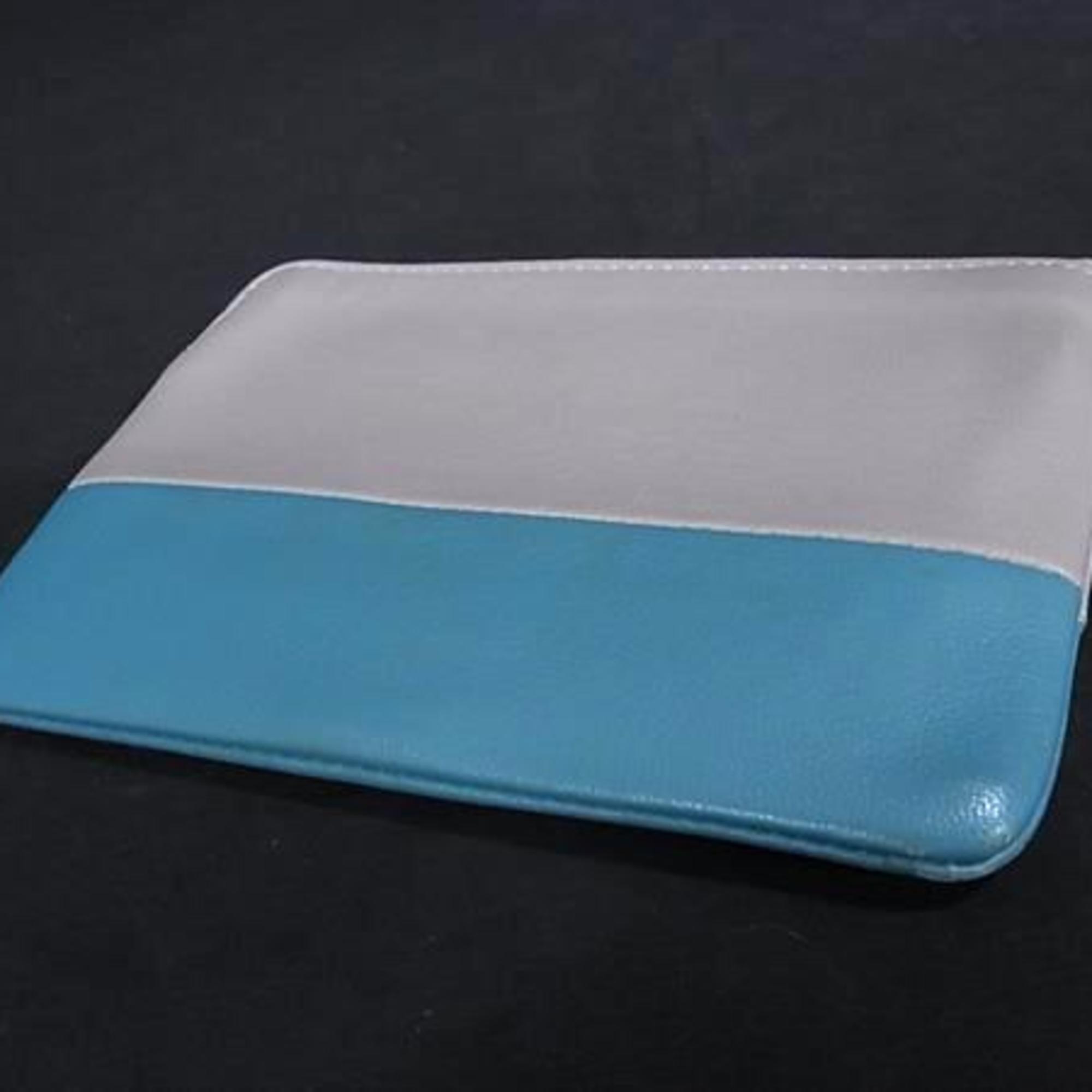 CELINE Solo Wallet/Coin Case in Gray and Blue Leather, Two-Tone Design for Men Women