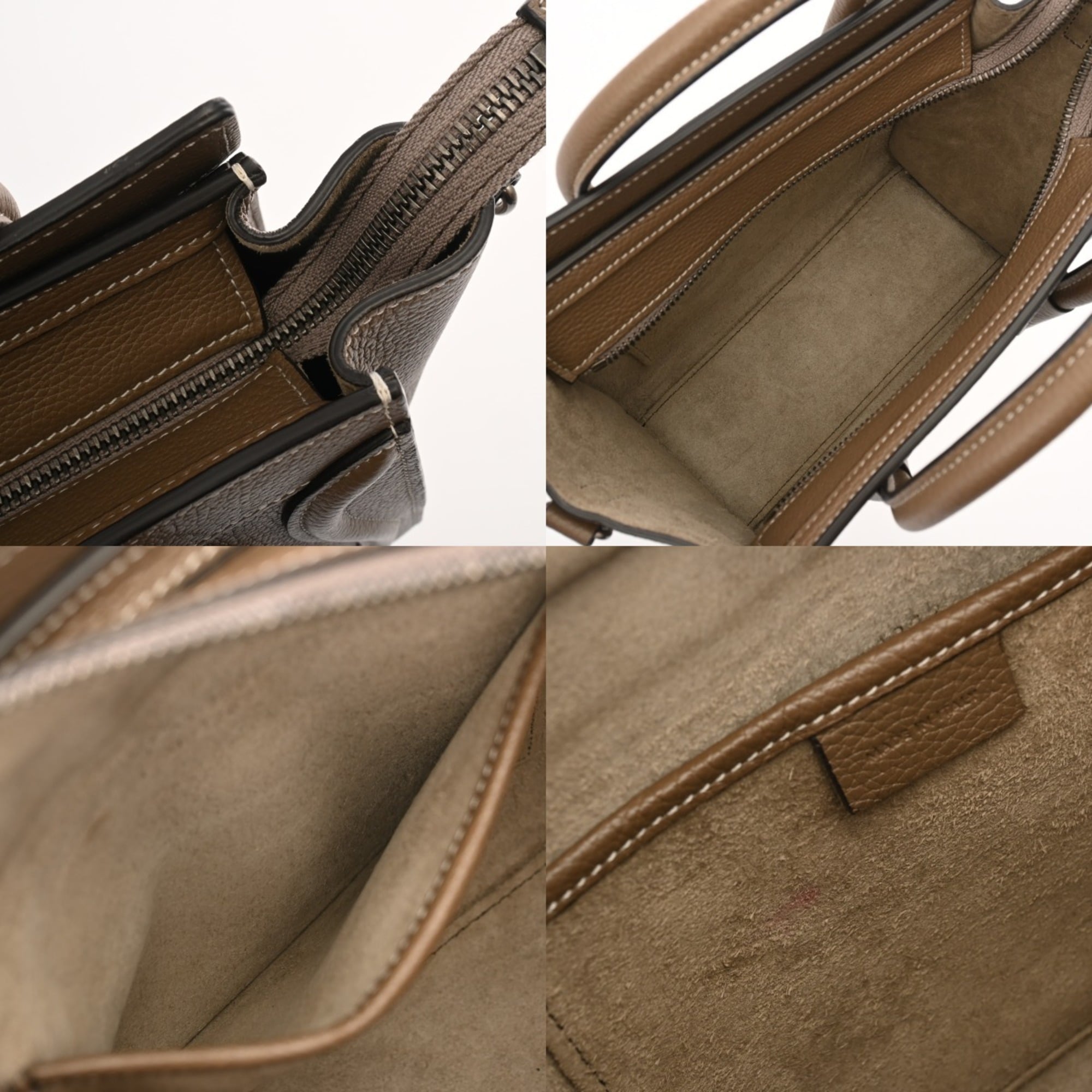 CELINE Luggage Nano 2-Way Slim 189243 Women's Drummed Calfskin Handbag, A-Rank, Pre-Owned, Ginzo