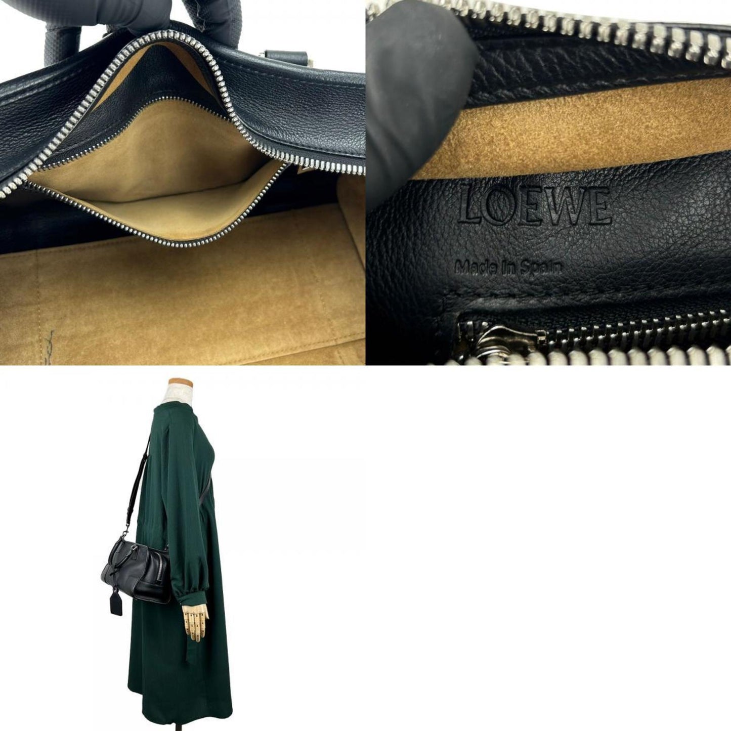 LOEWE Handbag Amazona 28 Leather Black Anagram Women's