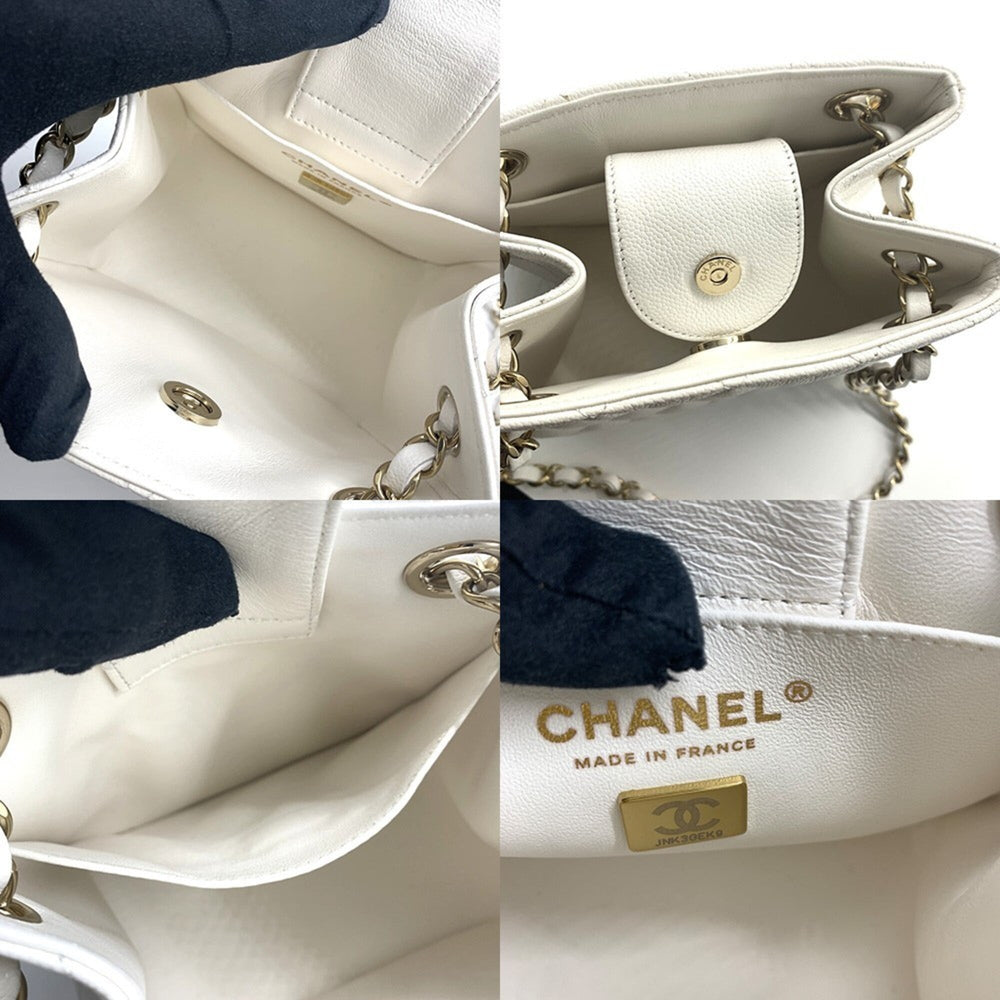 Chanel Matelassé Mini Bucket Chain Shoulder Bag, White, Women's, AS3176 — New - Store Return