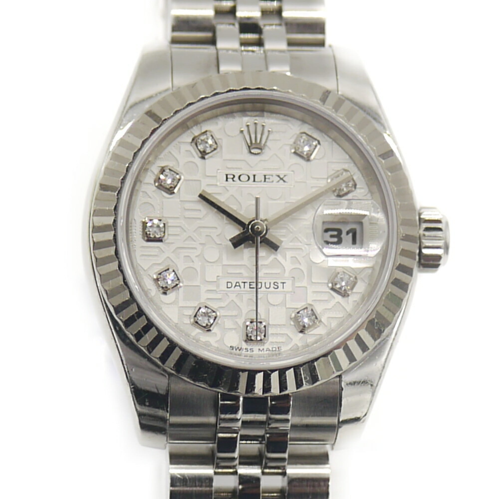 ROLEX Datejust 179174G (D-serial number), Automatic, 10-diamond setting, Computer dial, Ladies' watch — Good