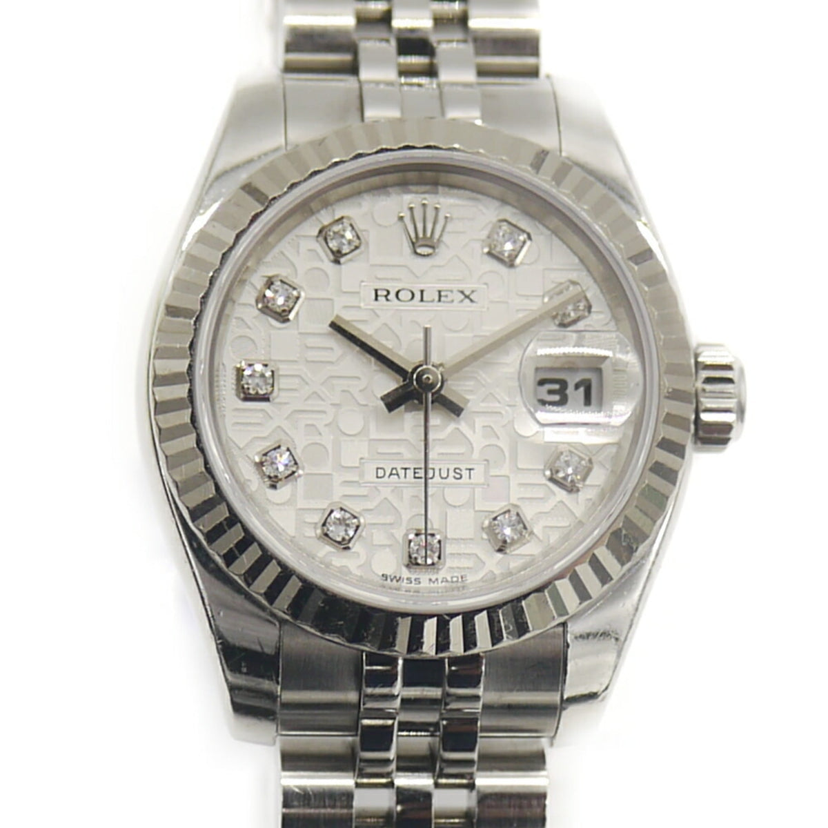 ROLEX Datejust 179174G (D-serial number), Automatic, 10-diamond setting, Computer dial, Ladies' watch — Good