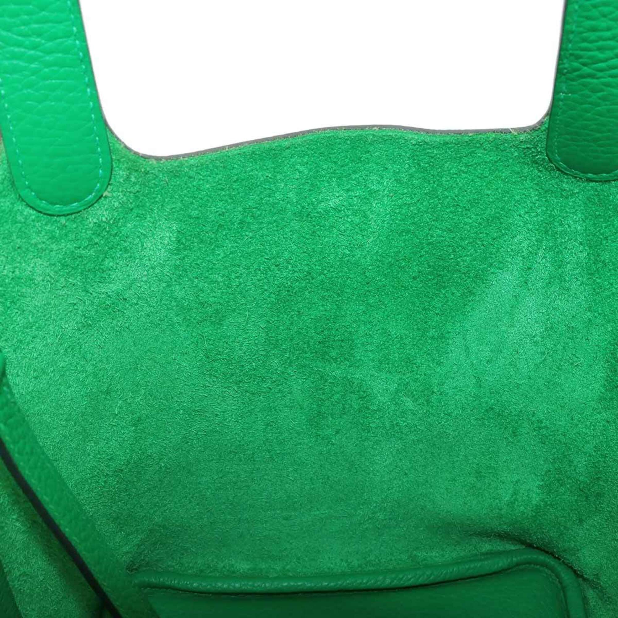 Piko Hermes Picotin Lock PM Monochrome Handbag, So Green, Taurillon Clemence Leather, Bamboo, Z Stamp — Like New