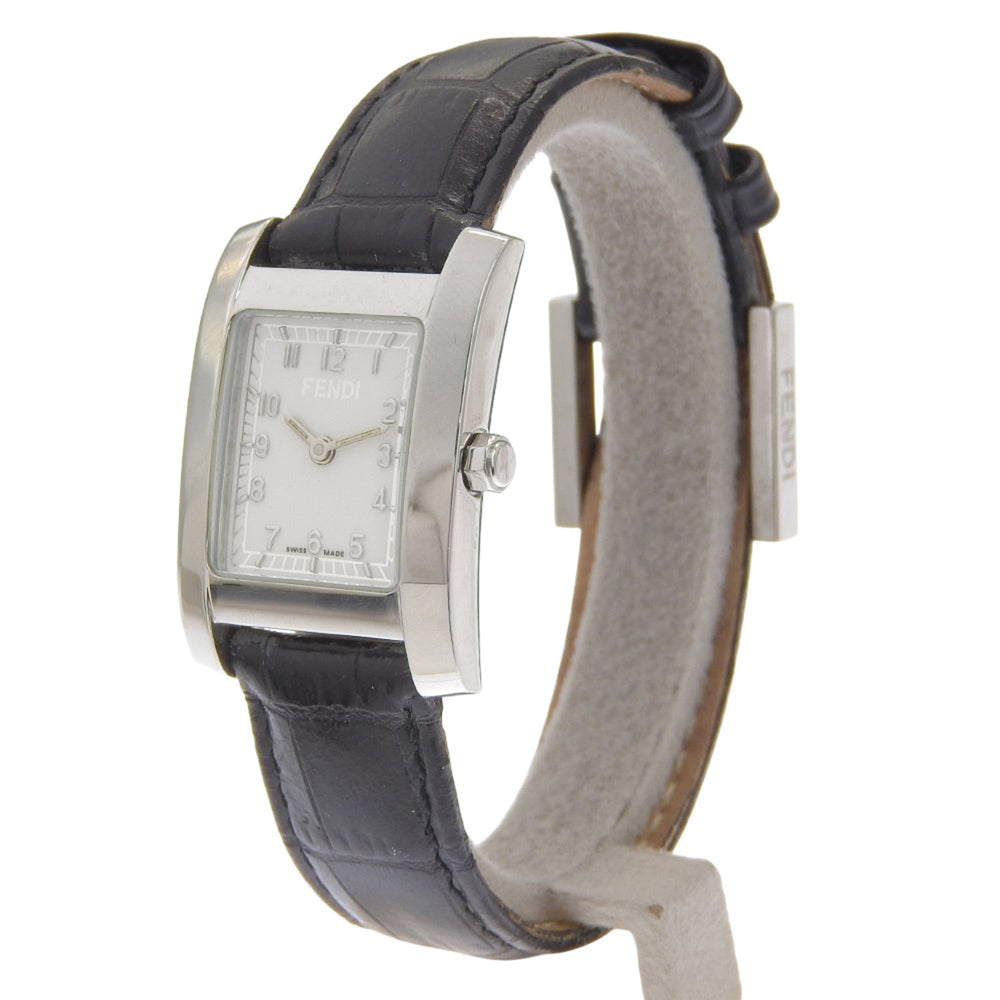 Fendi Olologi 7000L Stainless Steel x Leather Quartz Analog Watch with White Dial - Women's — Very Good