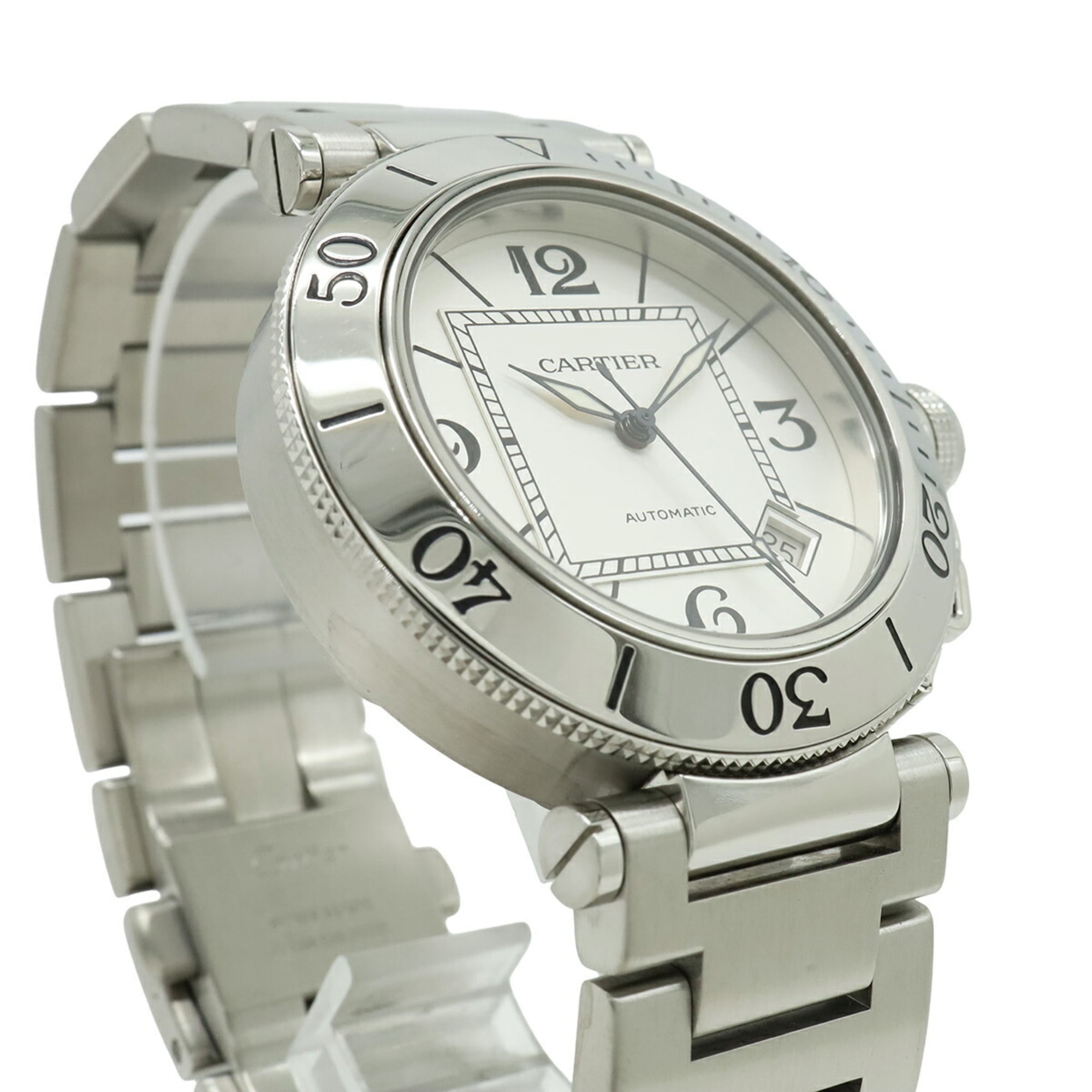 Cartier Pasha Seatimer, silver dial, automatic transmission, men's watch, W31080M7 — Very Good