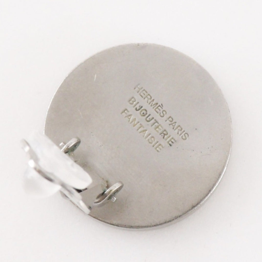 Hermès HERMES Serie Earrings BIJOUTERIE FANTAISIE Vintage Metal and Shell Silver Approx. 11.6g Women's