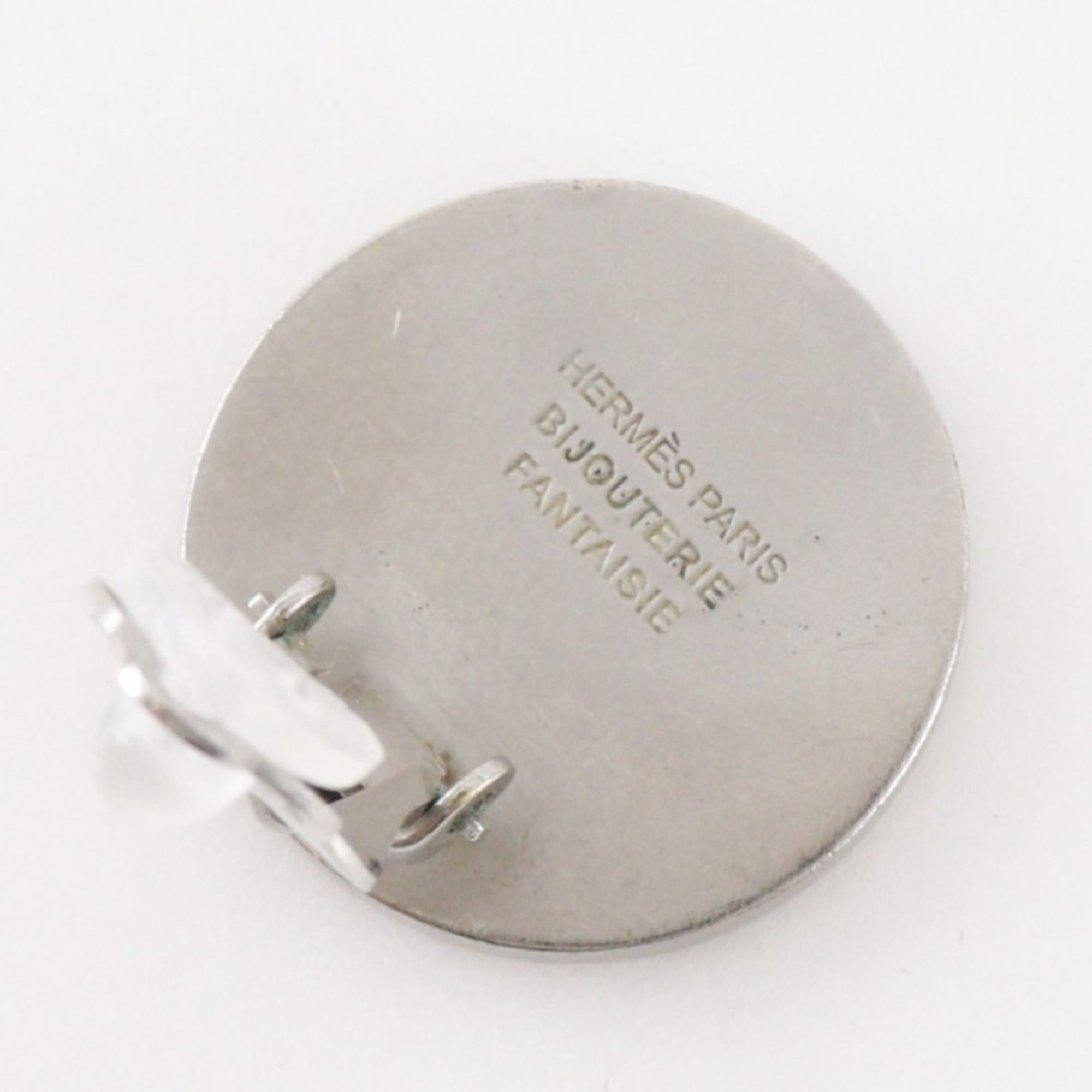 Hermès HERMES Serie Earrings BIJOUTERIE FANTAISIE Vintage Metal and Shell Silver Approx. 11.6g Women's