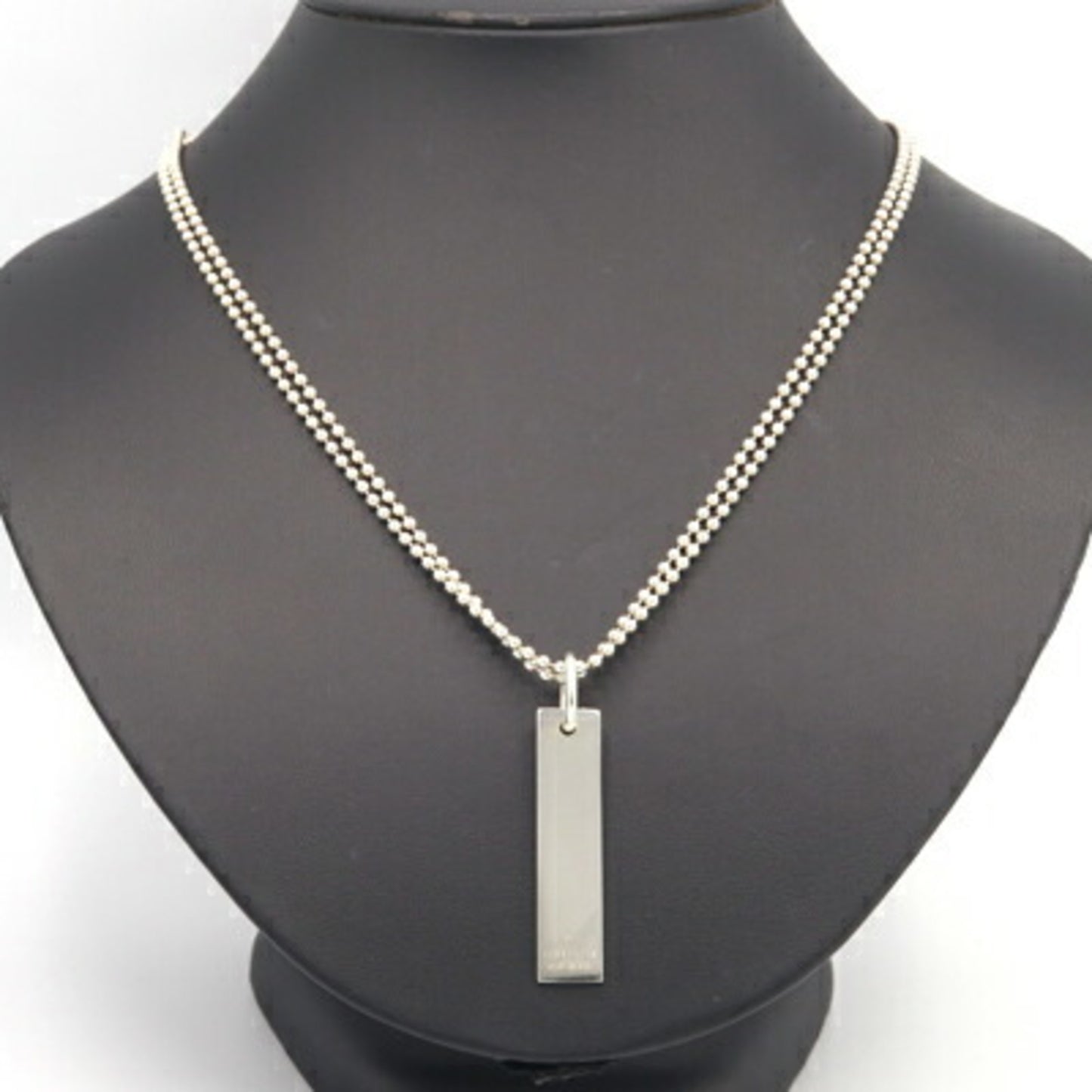 Gucci Square Plate Necklace 010595 SV Sterling Silver 925 Double-Strand Ball Chain Pendant Choker for Men and Women GUCCI