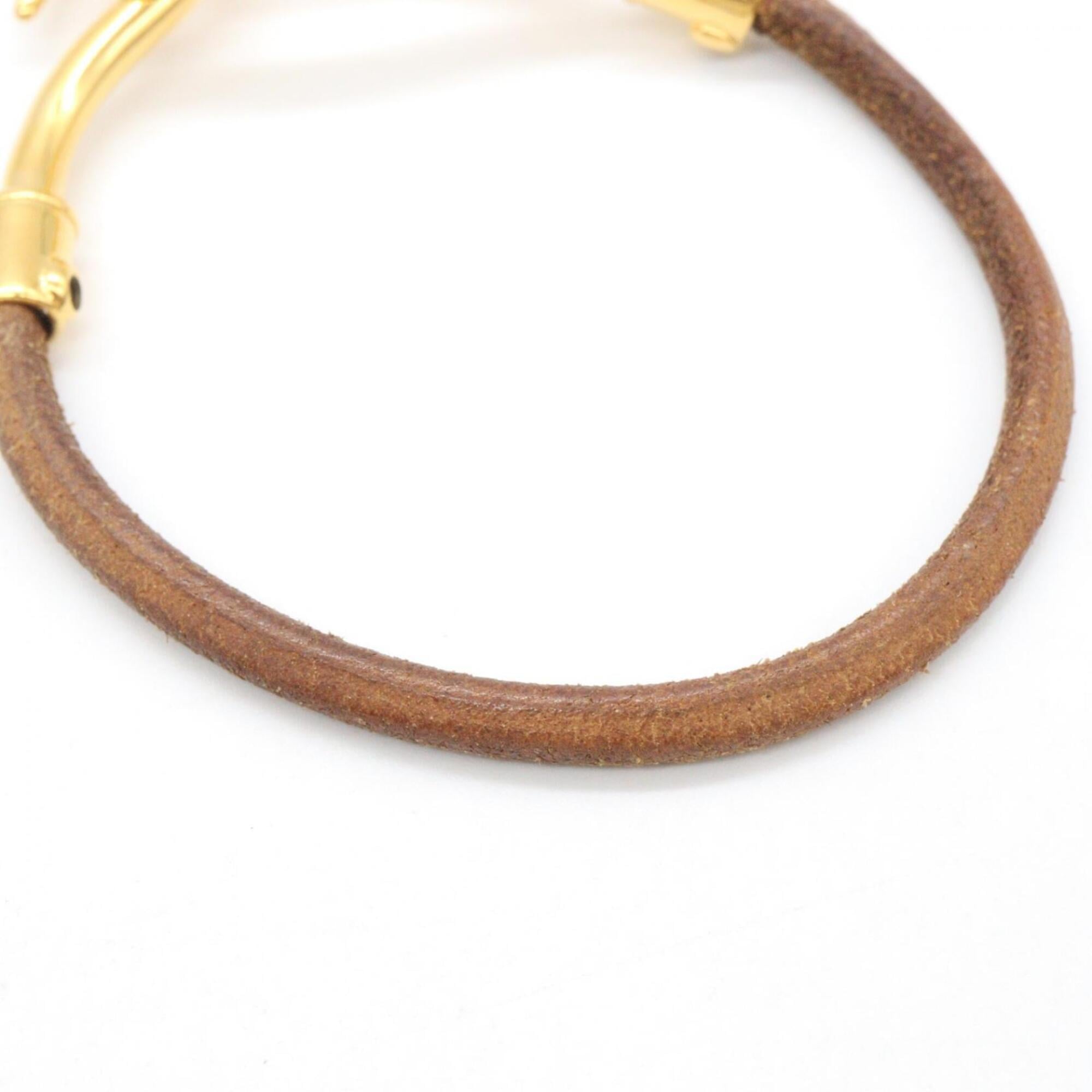 Hermes Jumbo Bracelet, Gold Plated Leather Women's, Gold/Brown Tones — Like New