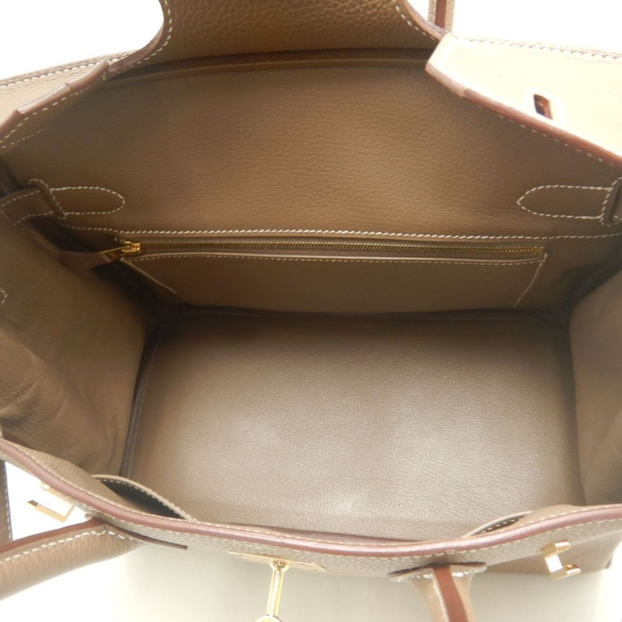 HERMES Birkin 30 Handbag, Togo Leather, Etoupe, Women's, 254088 — Like New