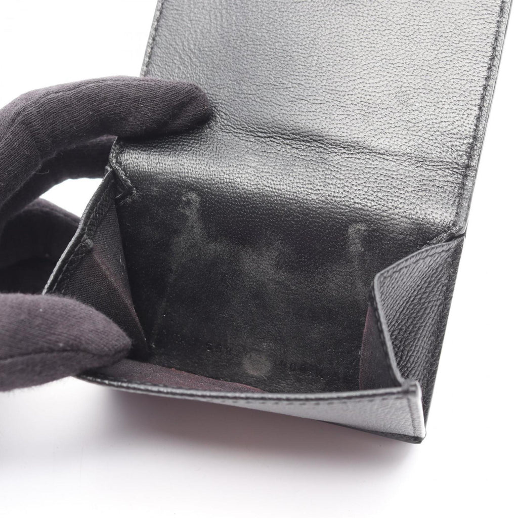Balenciaga VILLE Tri-fold Wallet, Leather, Women's, Black, 558208