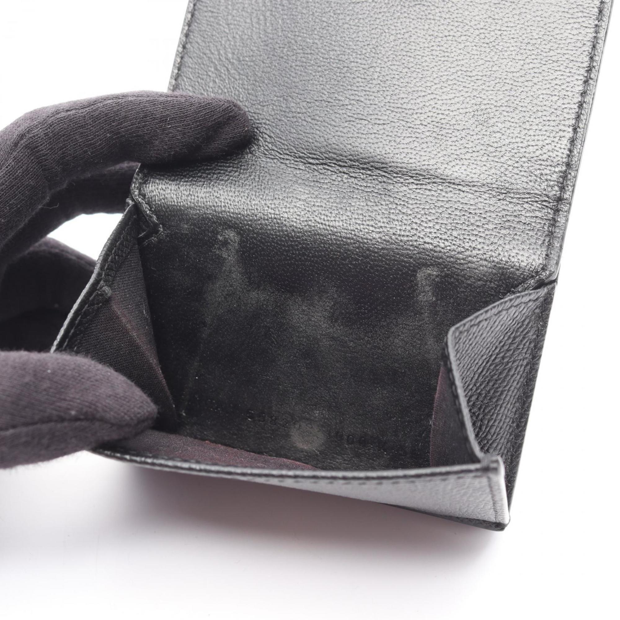 Balenciaga VILLE Tri-fold Wallet, Leather, Women's, Black, 558208