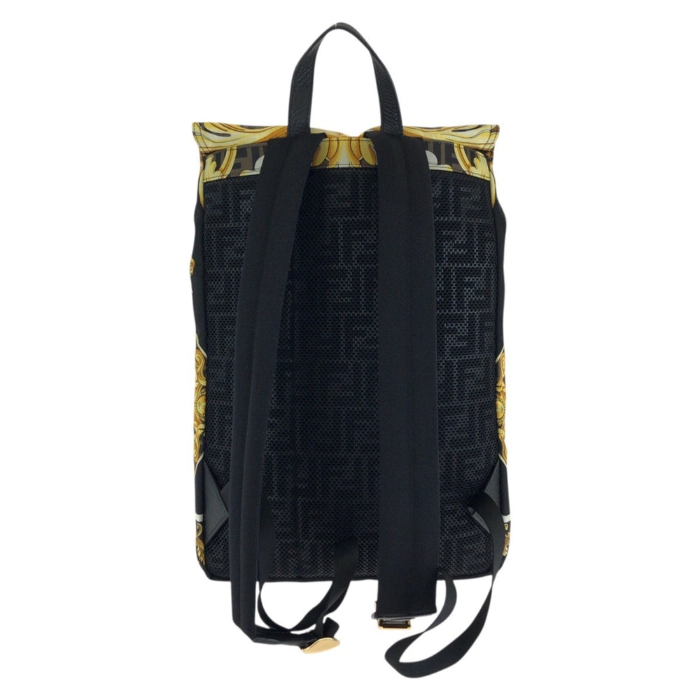 FENDI x VERSACE Backpack (7VZ066) - Black, Brown, Yellow, Gold Hardware, Nylon, Women's — Like New