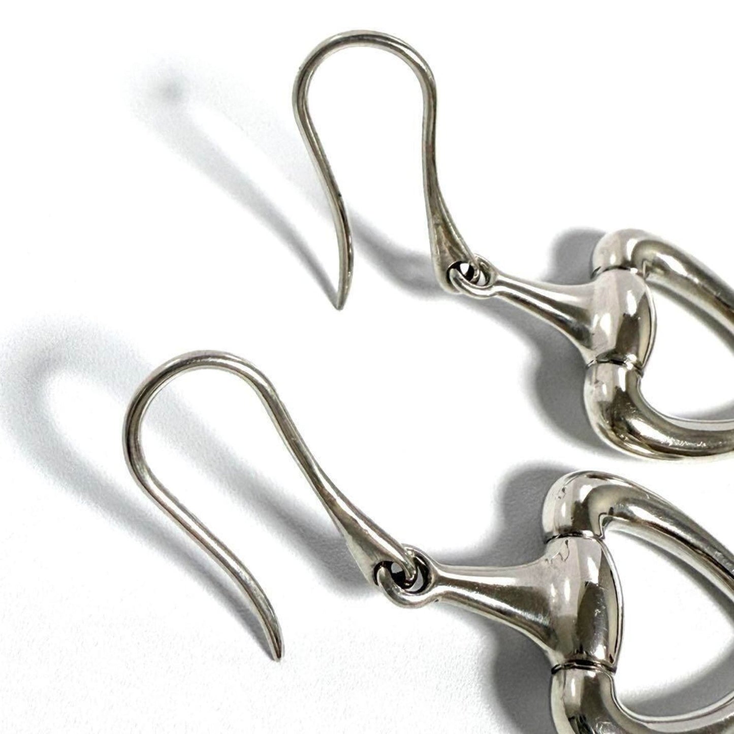 Gucci Women's Horsebit Heart Earrings Hook Silver