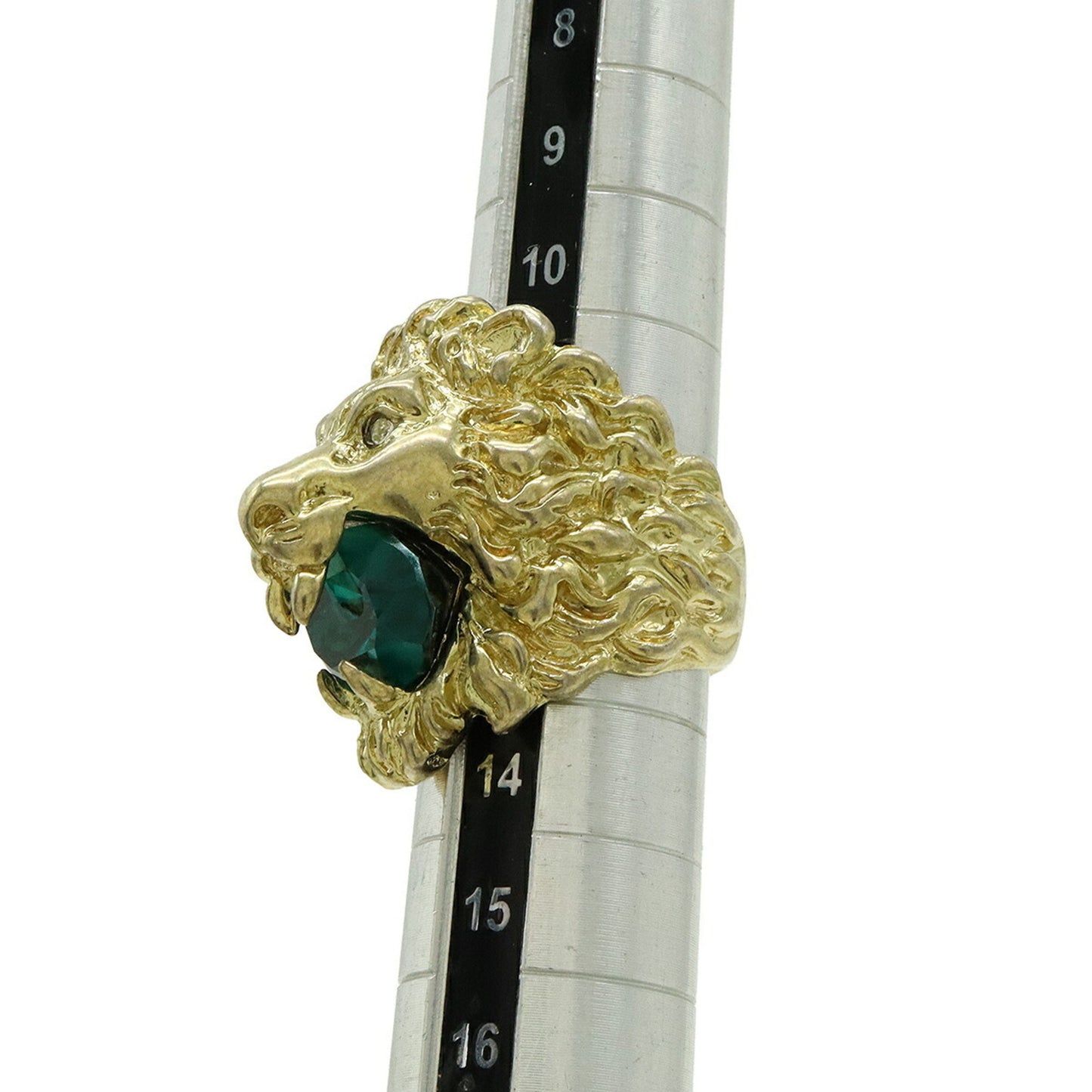 GUCCI Lion Head Ring Alessandro Michele GP Stone Gold Green #S Japanese size approx. 12.5
