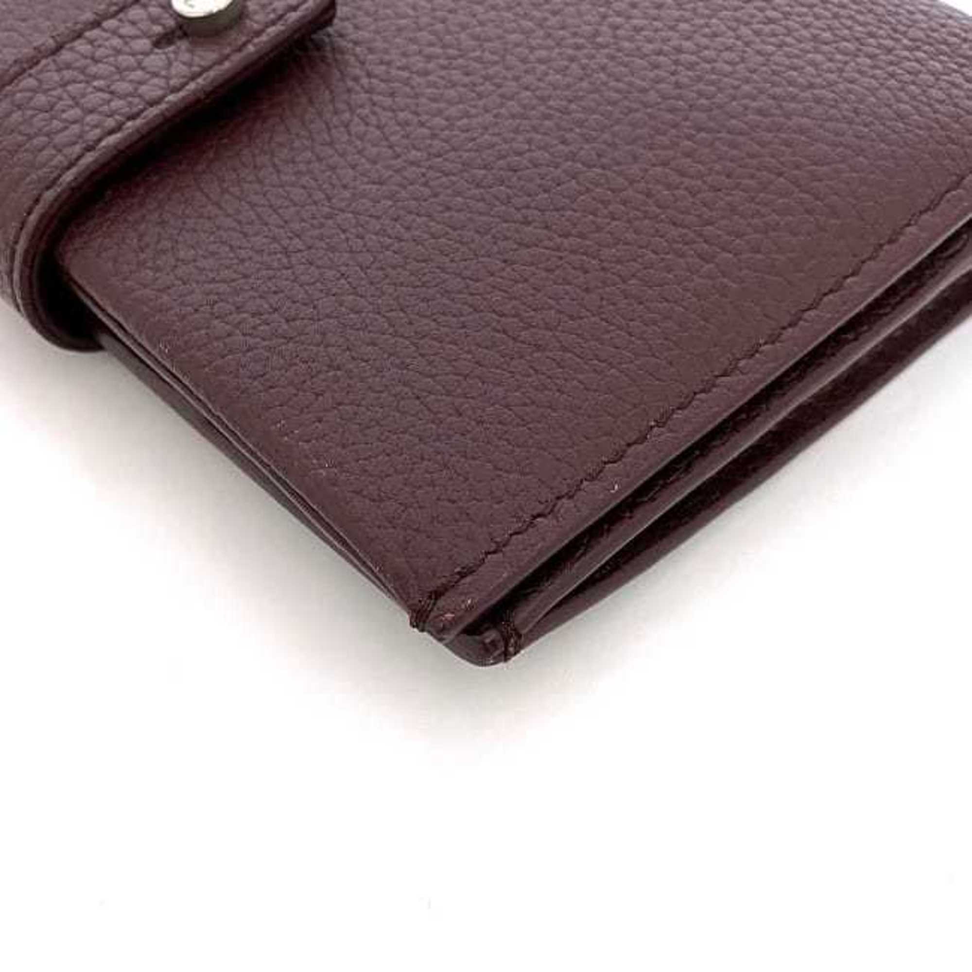 Saint Laurent Bi-fold Wallet ec-22351 Bordeaux 505011 Leather 0618 SAINT LAURENT PARIS YSL Grained Compact Mini Wine Red Women's Men's Unisex