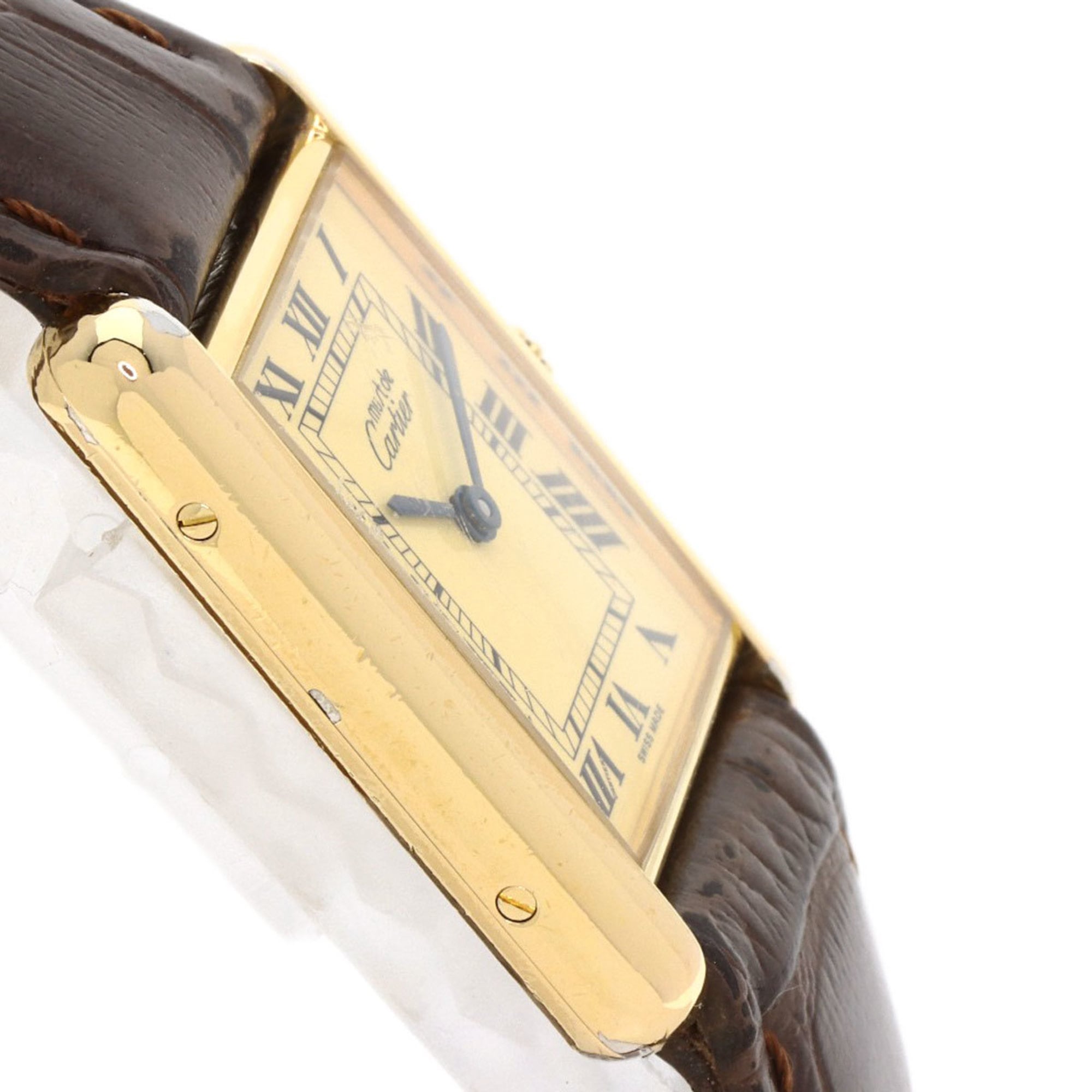 Cartier Must Tank Vermeil Watch, Silver Leather, Women's