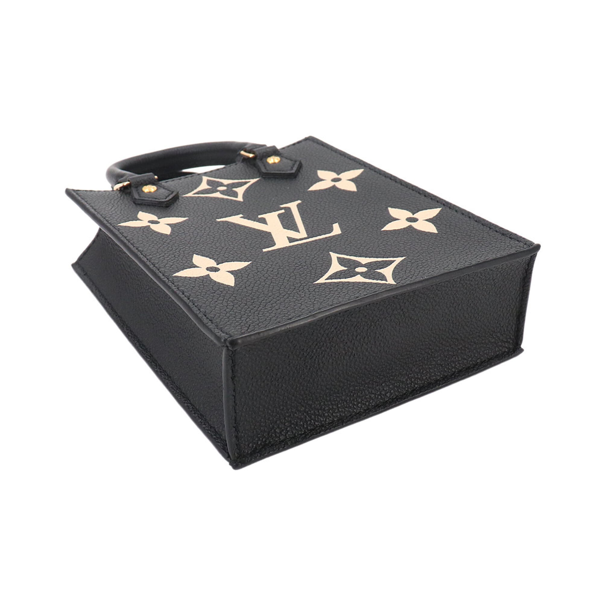 Louis Vuitton Petite Sac Plat, bicolor, Monogram Empreinte, 2-way handbag/shoulder bag, leather, black/beige, M81416, RFID — Like New