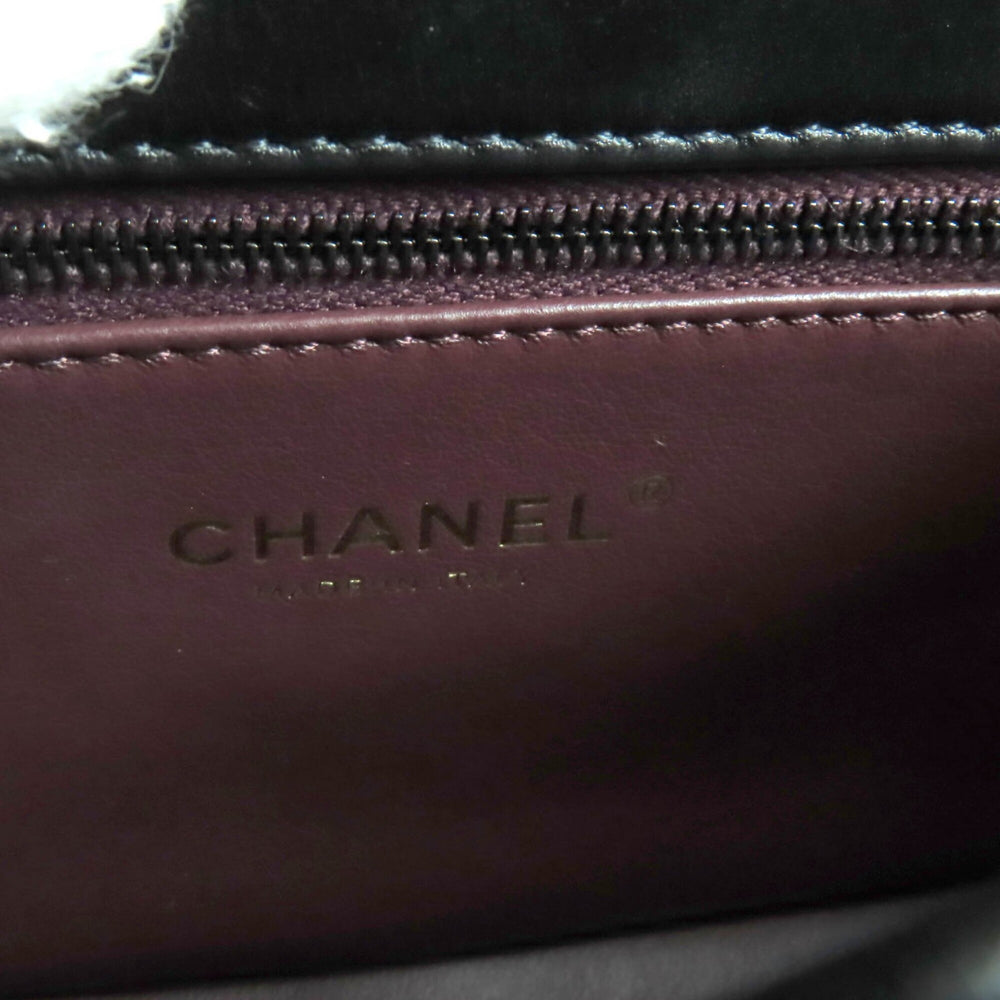 CHANEL Trendy CC Lambskin Leather Top Handle Matelassé Chain Shoulder Bag, Black with Hardware, Made in Italy, Women's — Like New