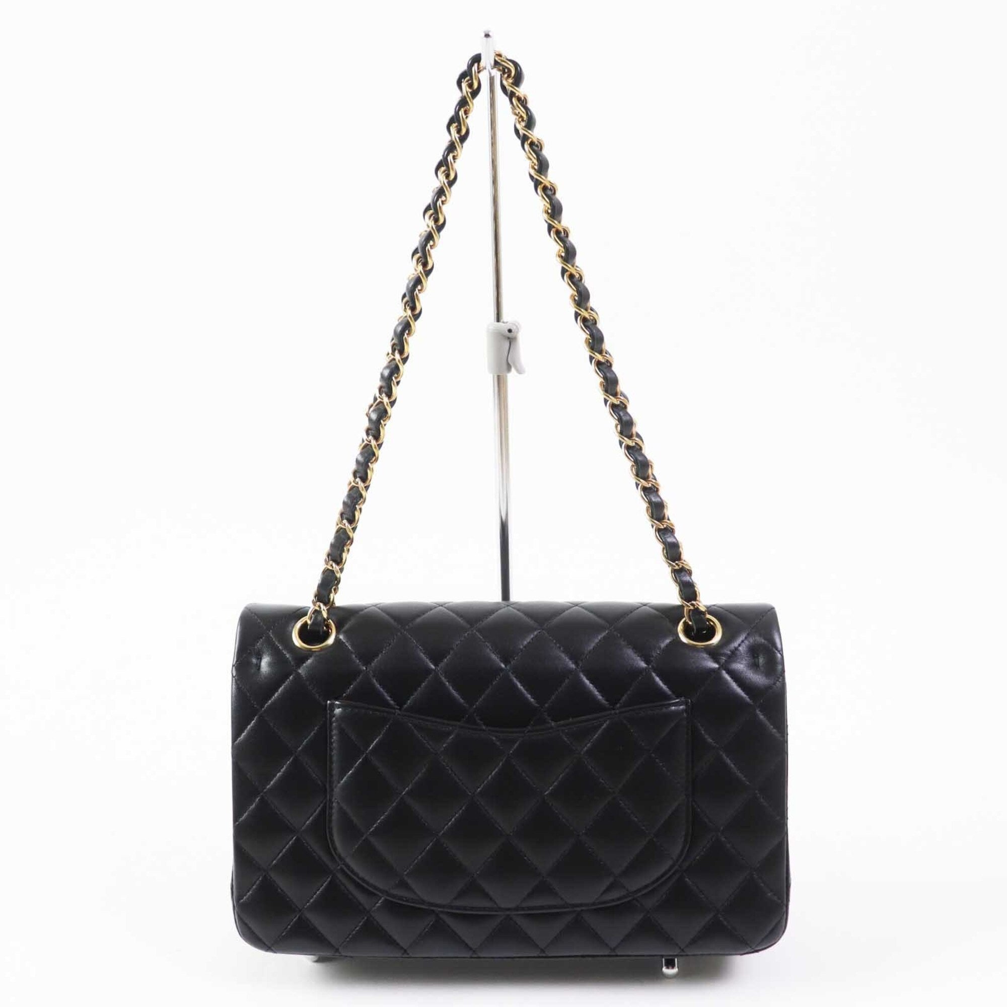 CHANEL A01112 Matelassé 25 Lambskin Shoulder Bag, Random Serial Number, Double Flap, Chain, Black with Gold Hardware, Comes Box and Dust Made in France, Women's — Like New