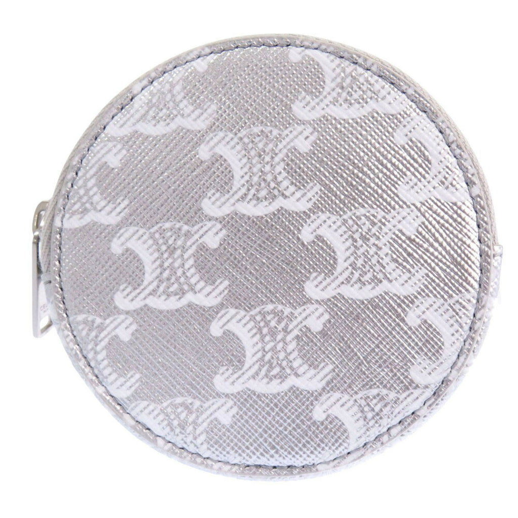 Celine Triomphe Leather Silver Coin Case 0117CELINE