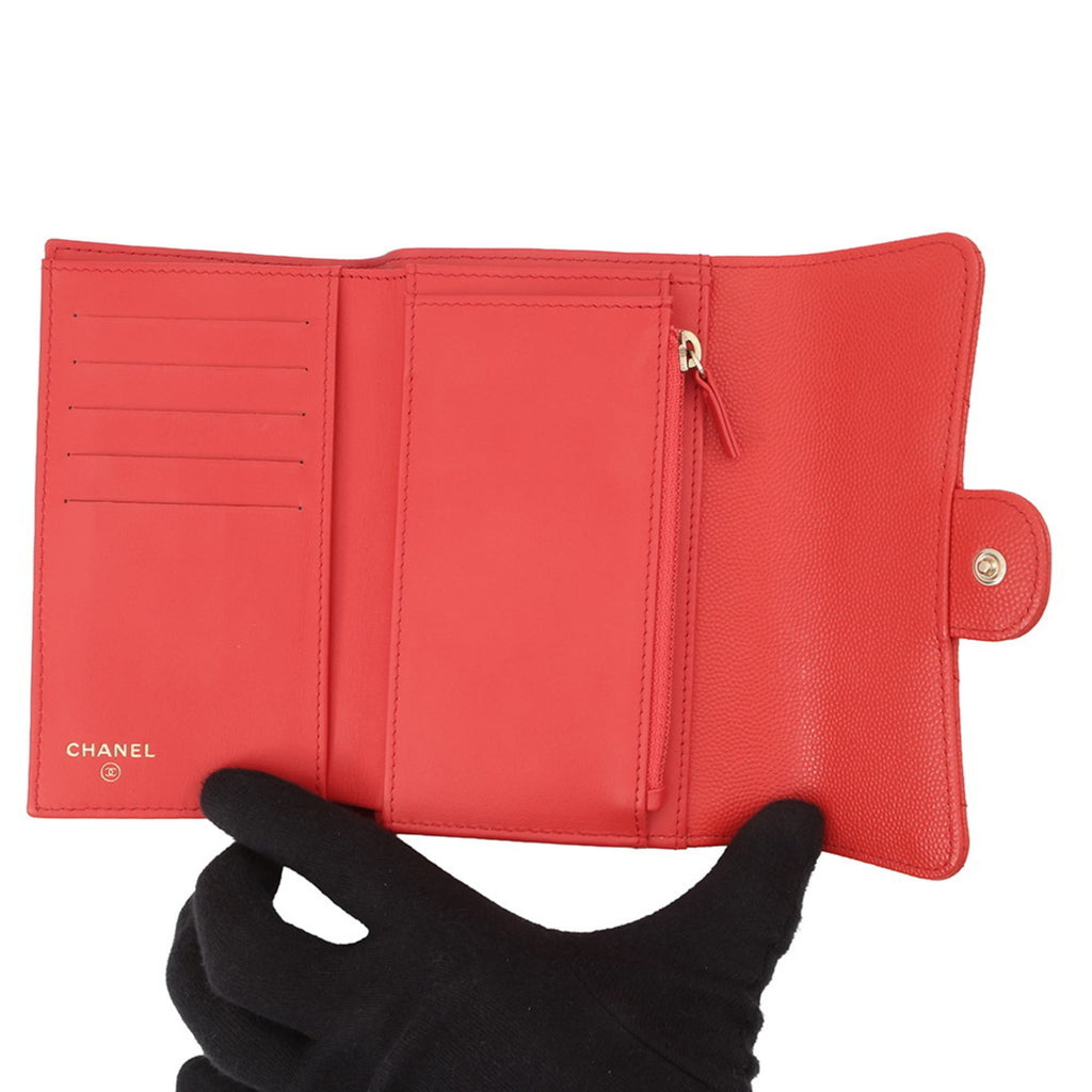 CHANEL Tri-fold Wallet Matelasse Coco Mark Medium Flap Caviar Skin A84341 WALLET