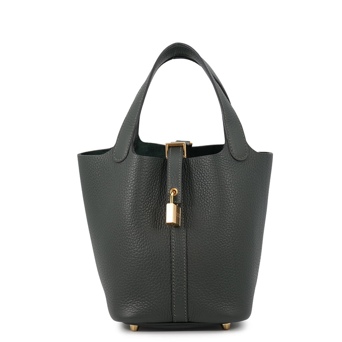 Hermes Picotin Lock PM Handbag, Vert Mangrove, Taurillon Clemence Leather, W Stamp, HERMES Tote Bag, Lock, Picotin, Women's — Like New