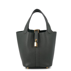 Hermes Picotin Lock PM Handbag, Vert Mangrove, Taurillon Clemence Leather, W Stamp, HERMES Tote Bag, Lock, Picotin, Women's — Like New