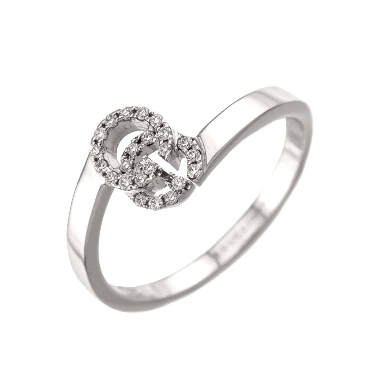 Gucci GG Running Diamond Ring #8 18K WG White Gold 750 — Like New