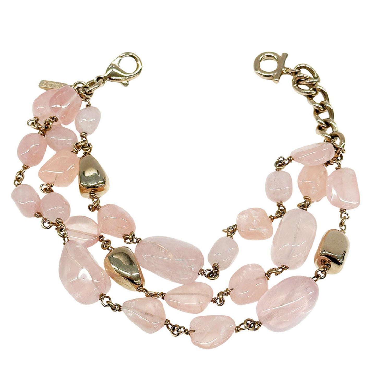 Salvatore Ferragamo Ferragamo Bracelet for Women, Stone, Pink, Gold, 3-Row